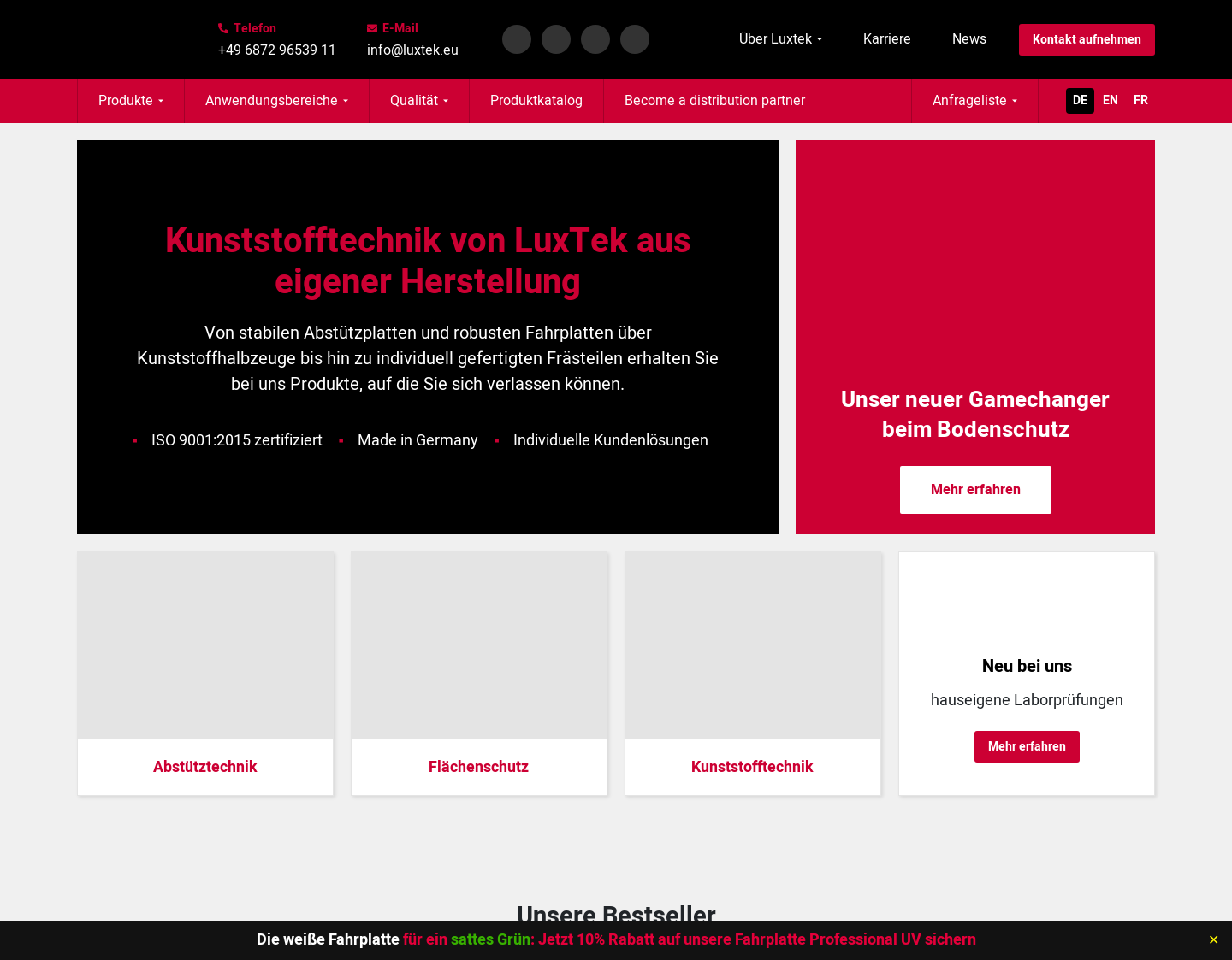 Aktuelle Website-Vorschau von Abstützplatte von LexTek
