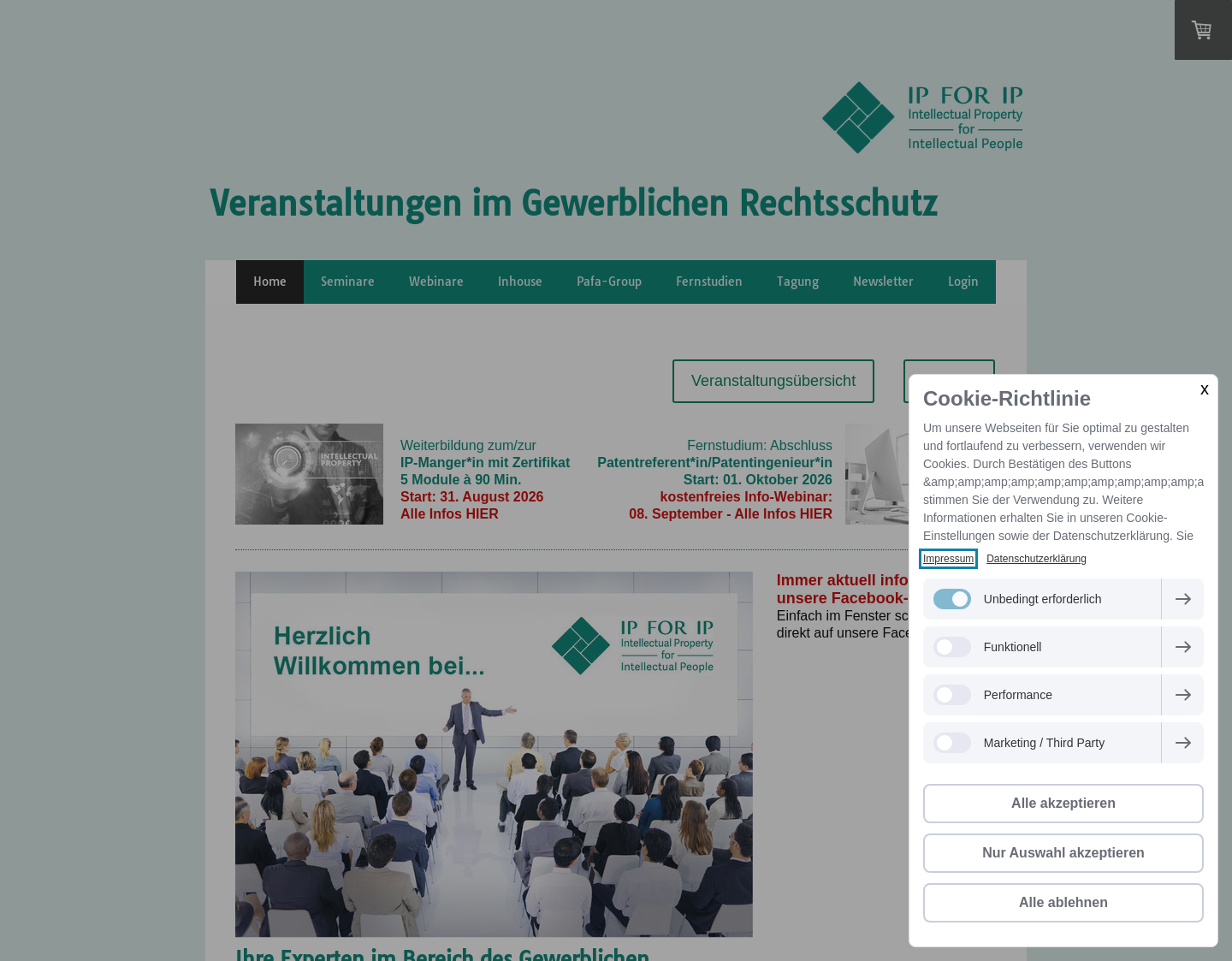 Aktuelle Website-Vorschau von Information fürs  PCT Patent