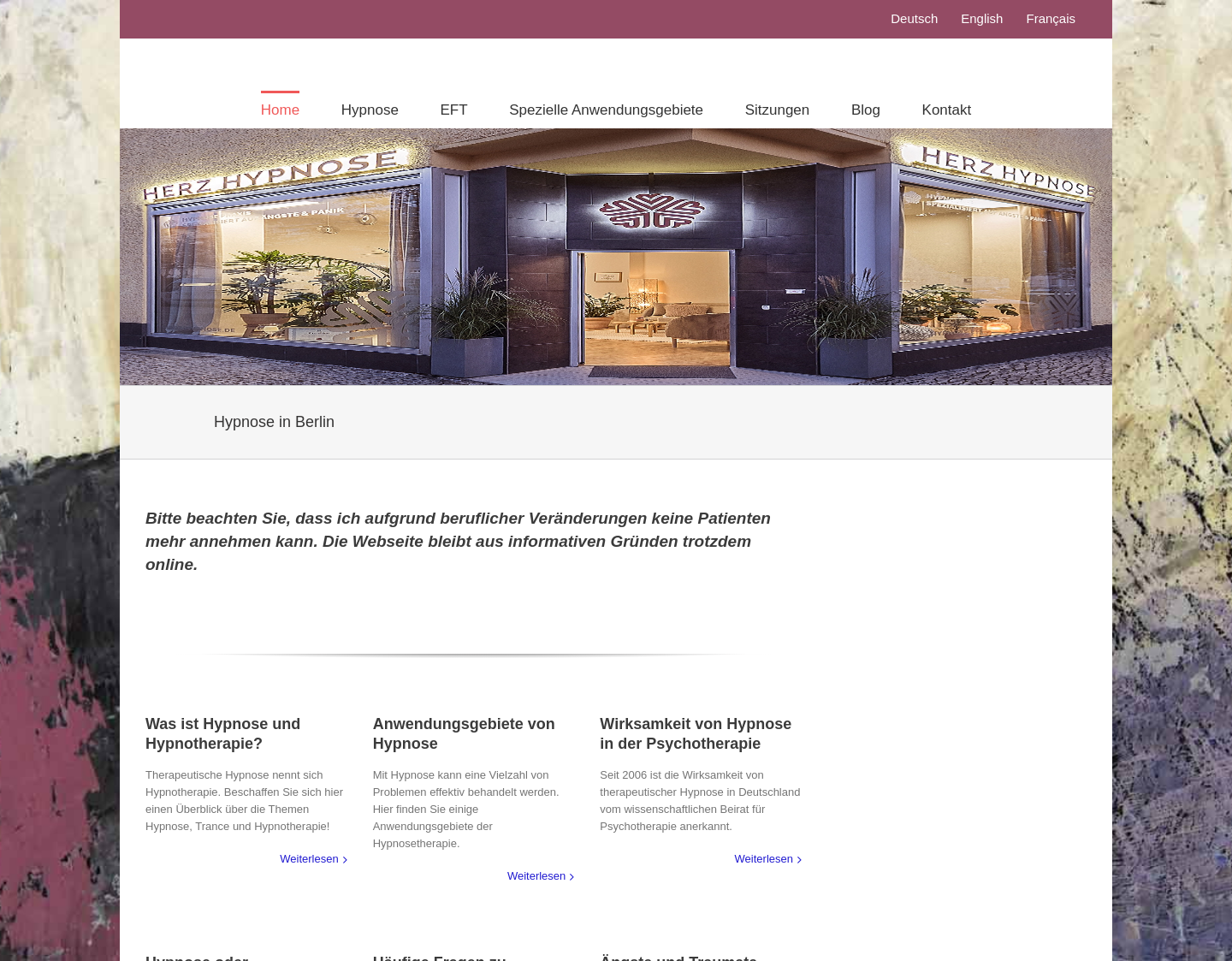 Aktuelle Website-Vorschau von Praxis für Hypnotherapie in Berlin