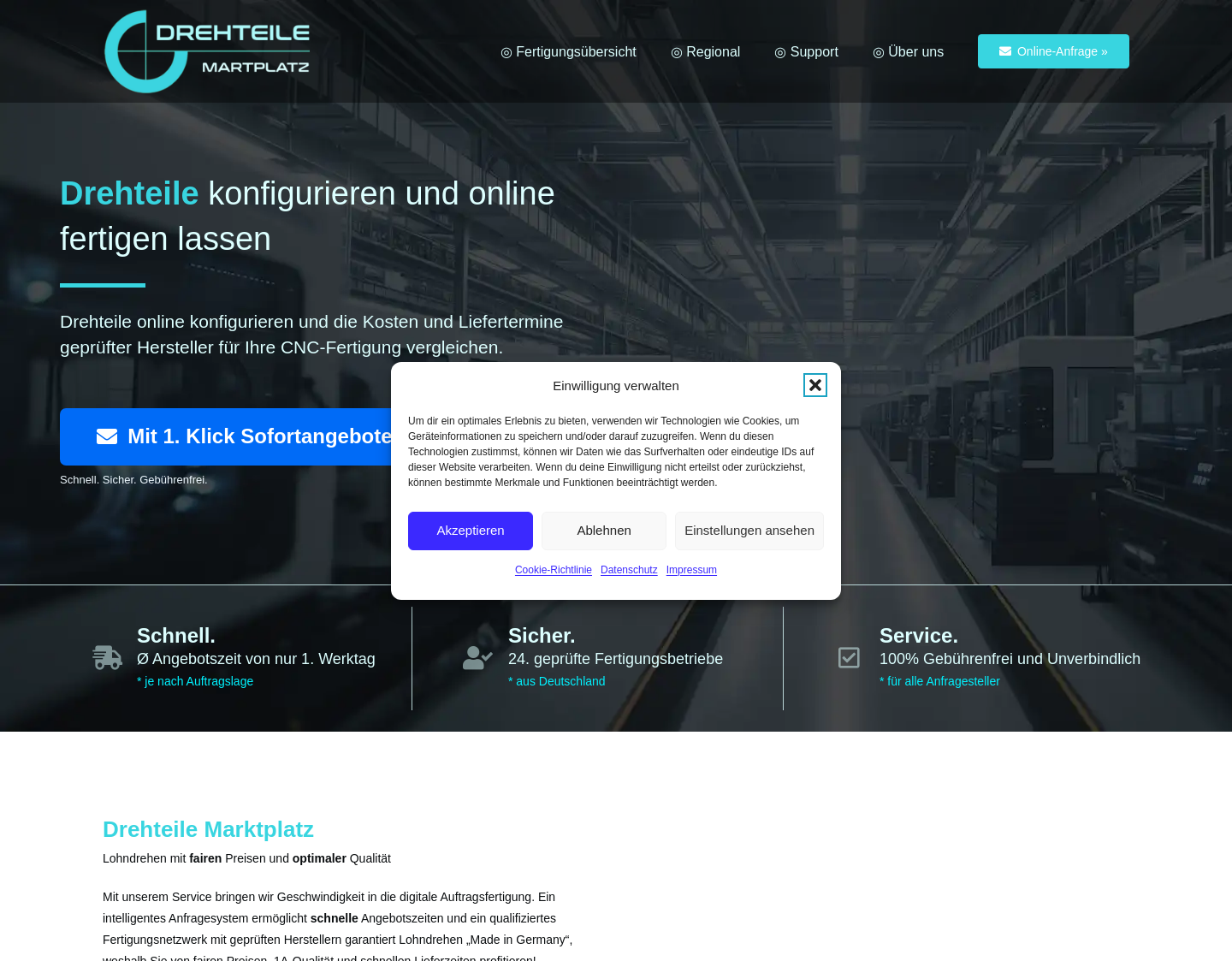 Aktuelle Website-Vorschau von Drehteile Marktplatz