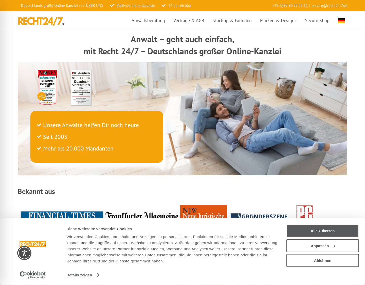 Aktuelle Website-Vorschau von Recht 24/7 Schröder Rechtsanwaltsgesellschaft