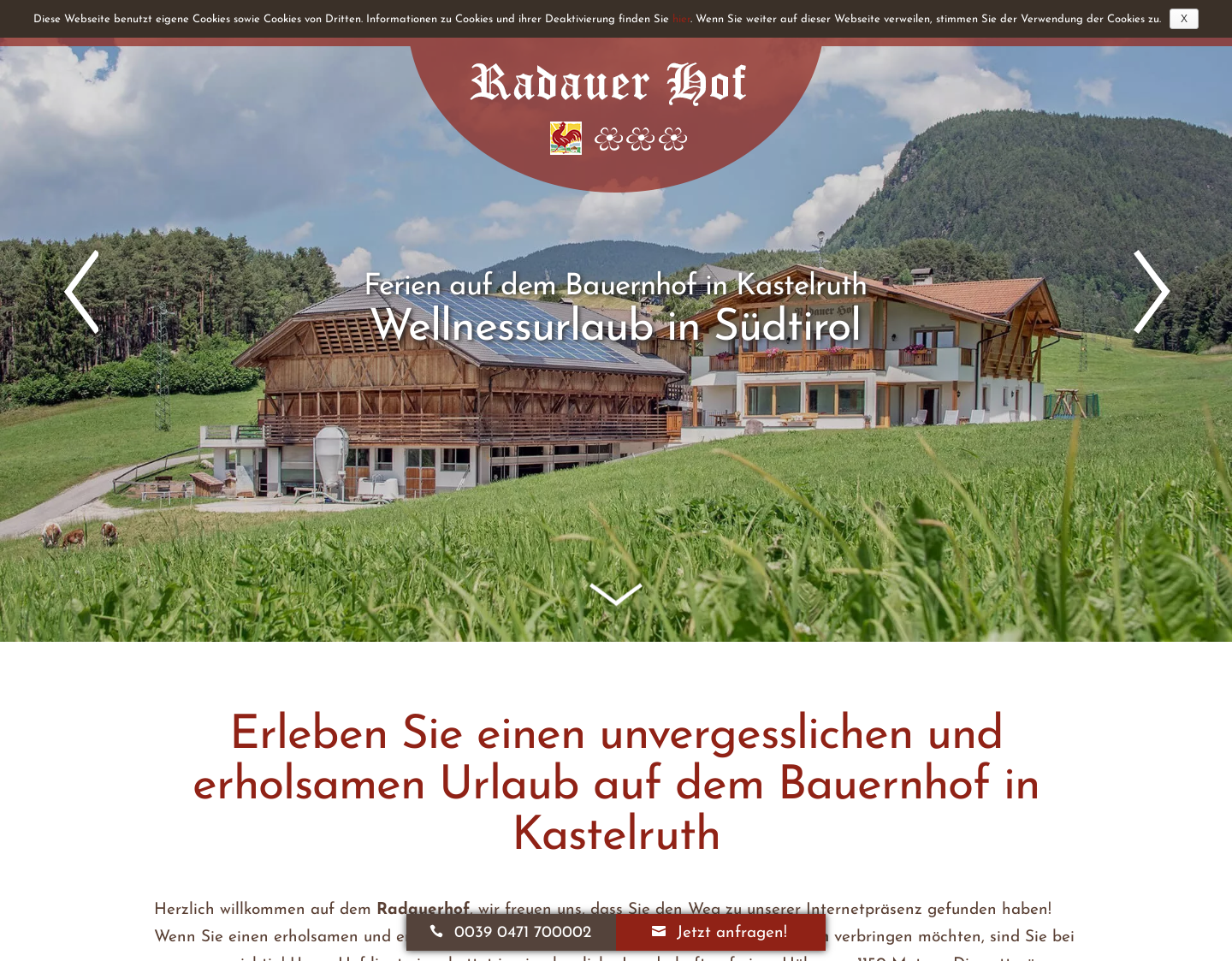 Aktuelle Website-Vorschau von Radauerhof in Kastelruth