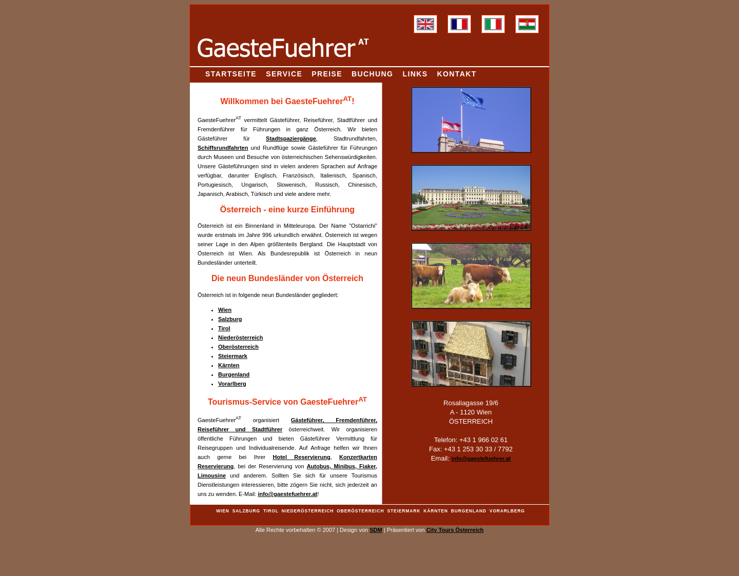 Aktuelle Website-Vorschau von Gästeführer Vermittlung Österreich