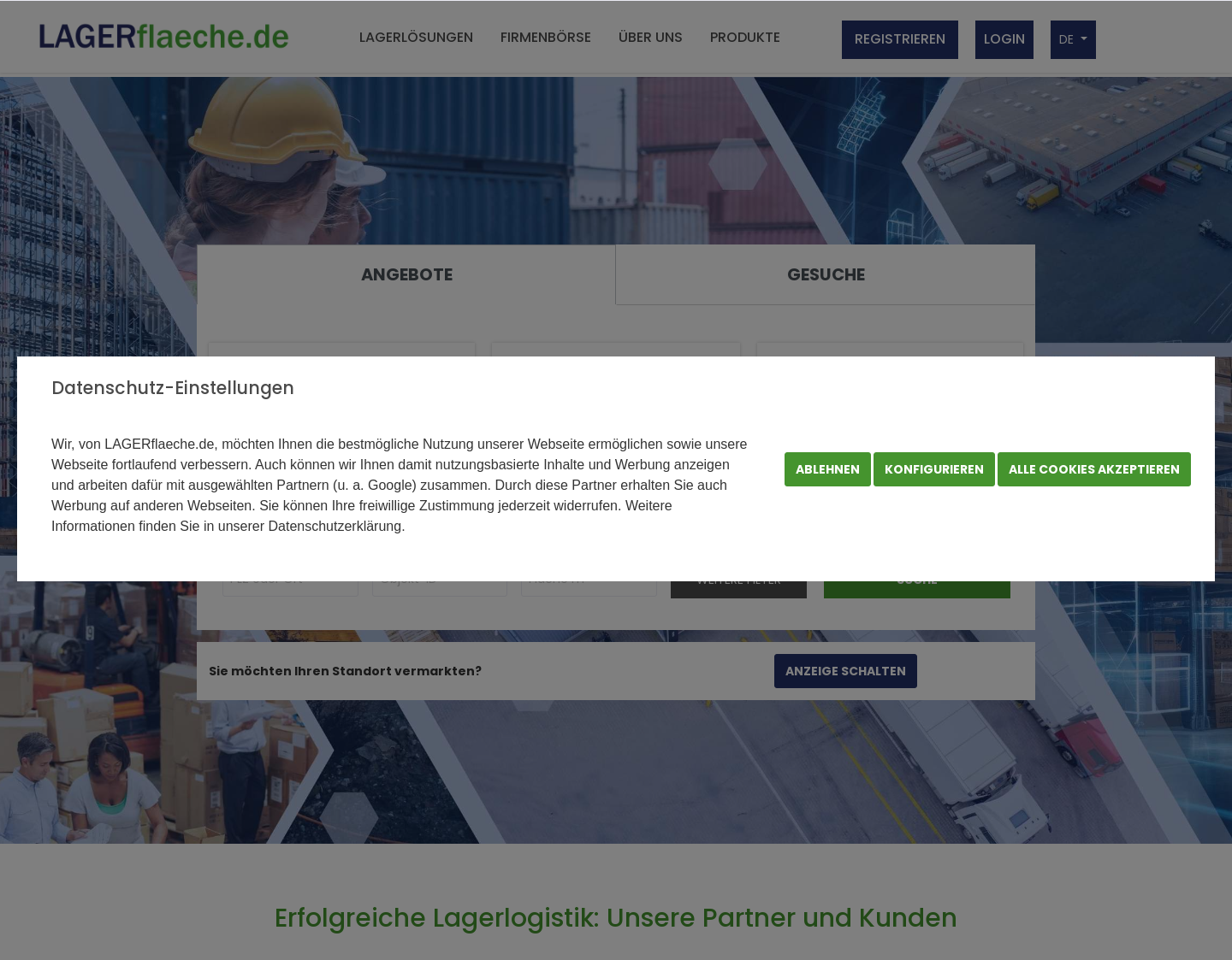 Aktuelle Website-Vorschau von LAGERflaeche.de c/o Logvocatus GmbH