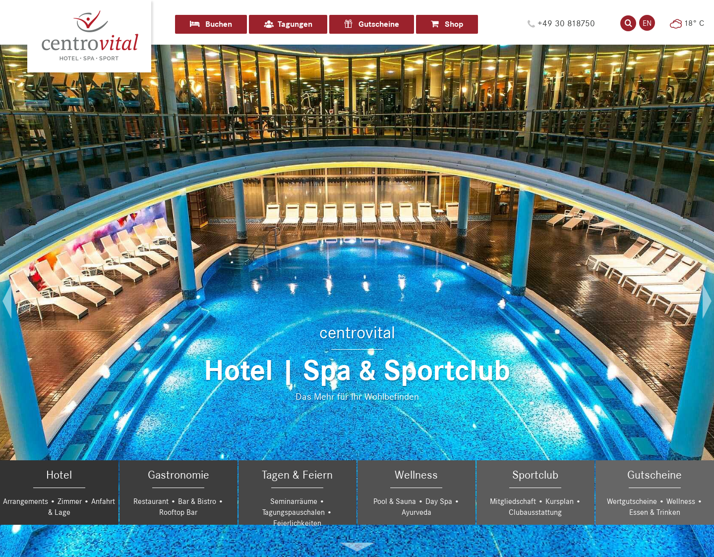 Aktuelle Website-Vorschau von hotel berlin Gesundheitszentrum spandau