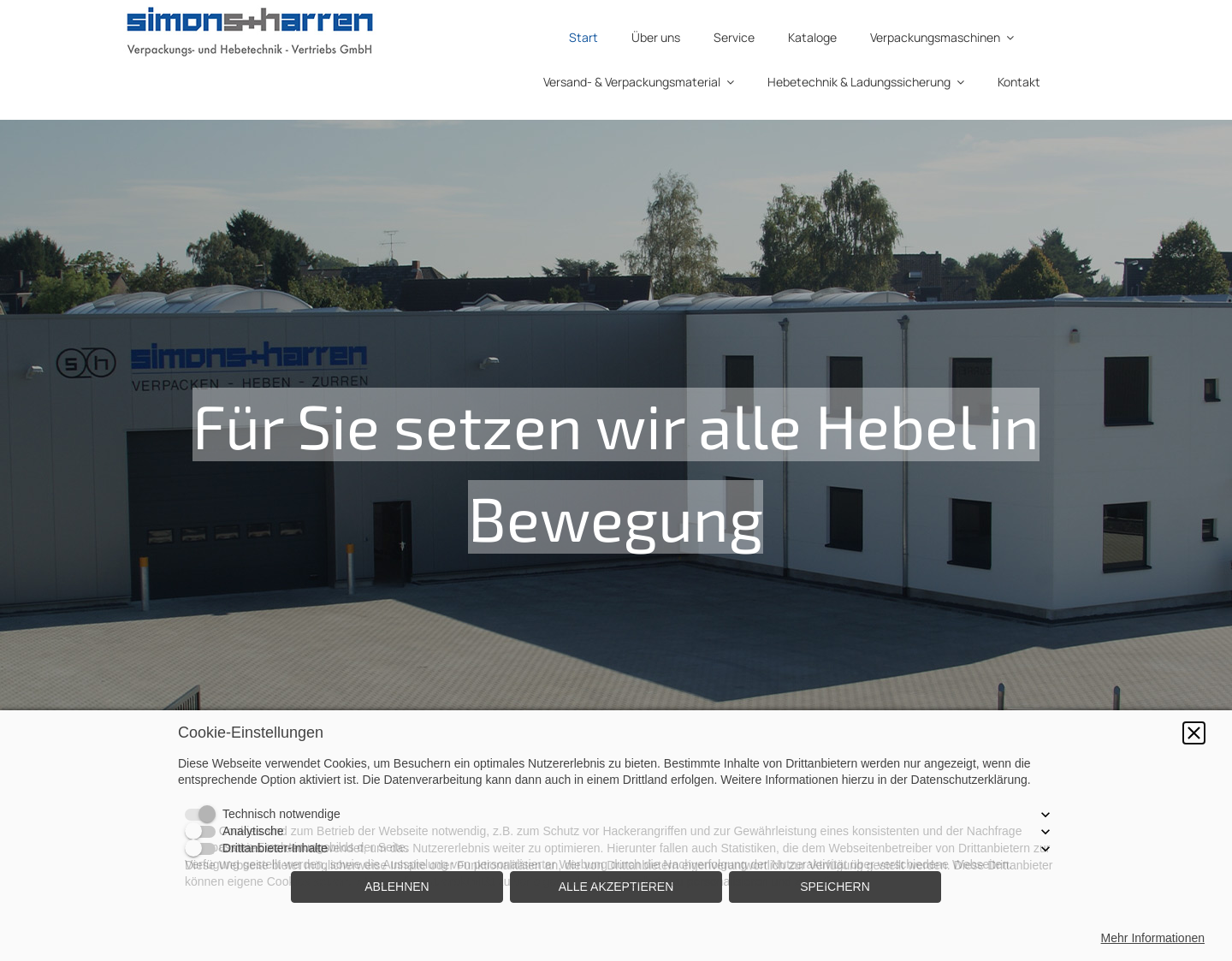 Aktuelle Website-Vorschau von Simons & Harren  Verpackungstechnik