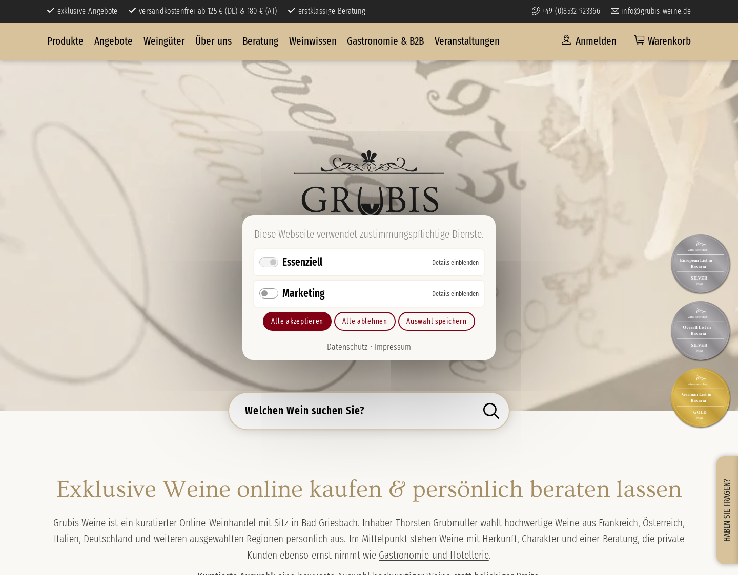 Aktuelle Website-Vorschau von Egon Müller Wein