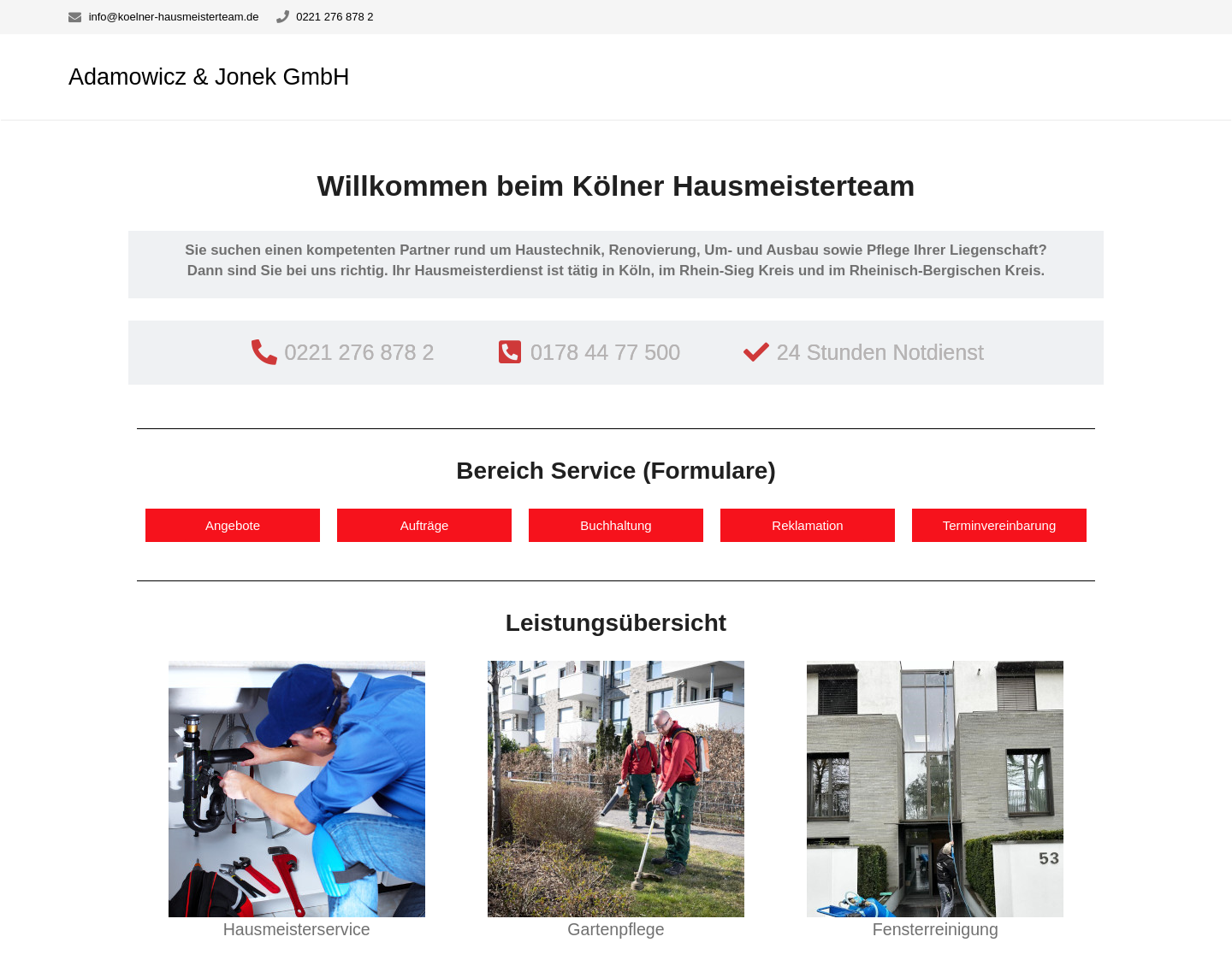 Aktuelle Website-Vorschau von Hausmeisterservice Adamowicz Jonek