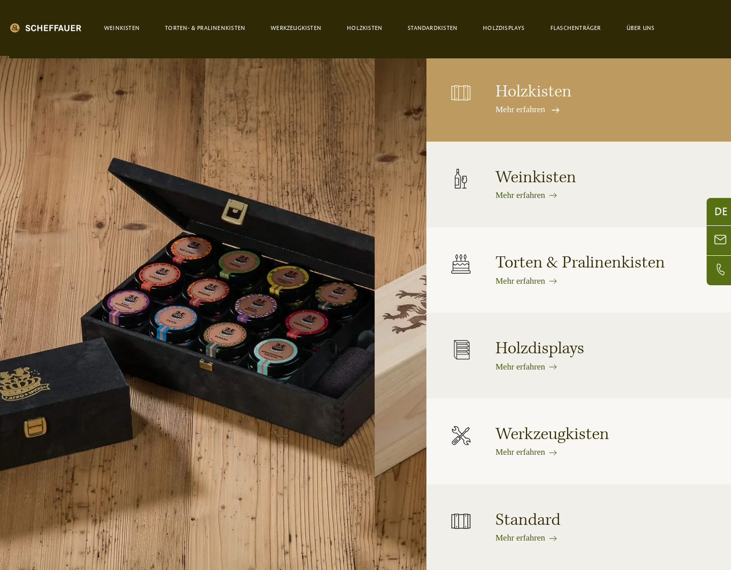 Aktuelle Website-Vorschau von Holzverpackungen, Holzkisten und Weinkisten