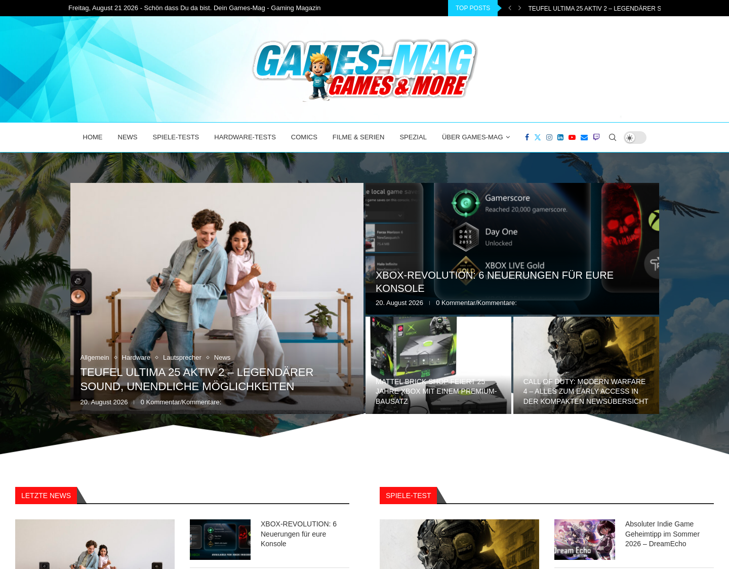 Aktuelle Website-Vorschau von Games-Mag