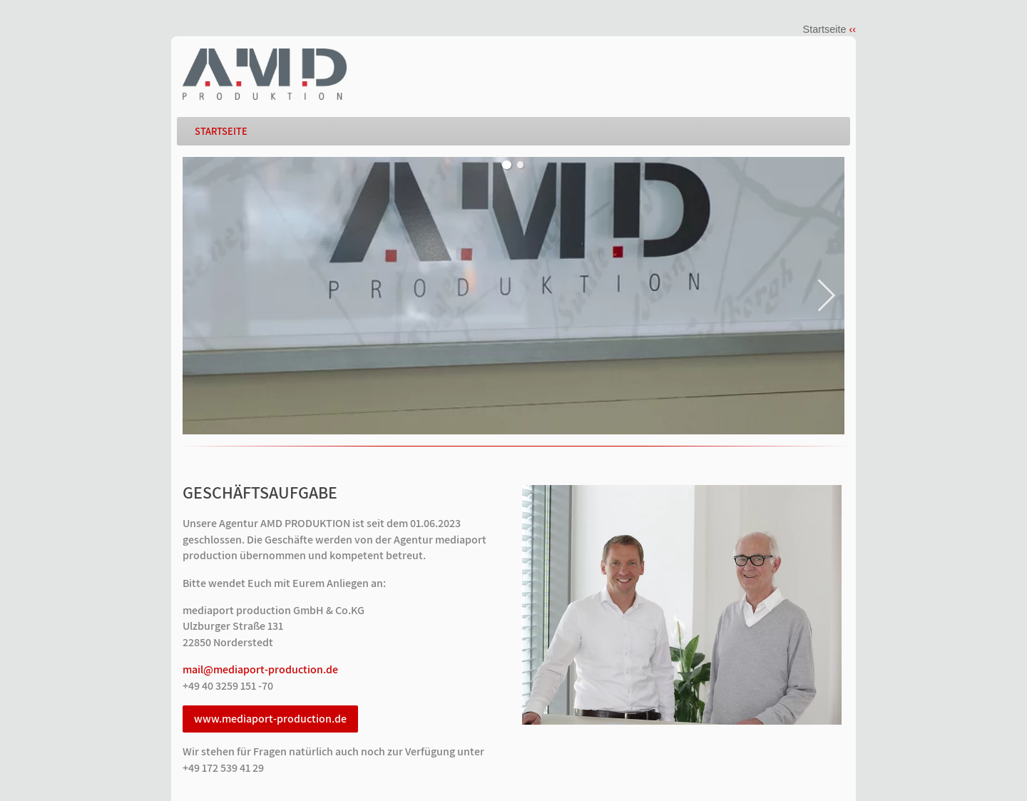 Aktuelle Website-Vorschau von AMD Produktion GmbH & Co. KG