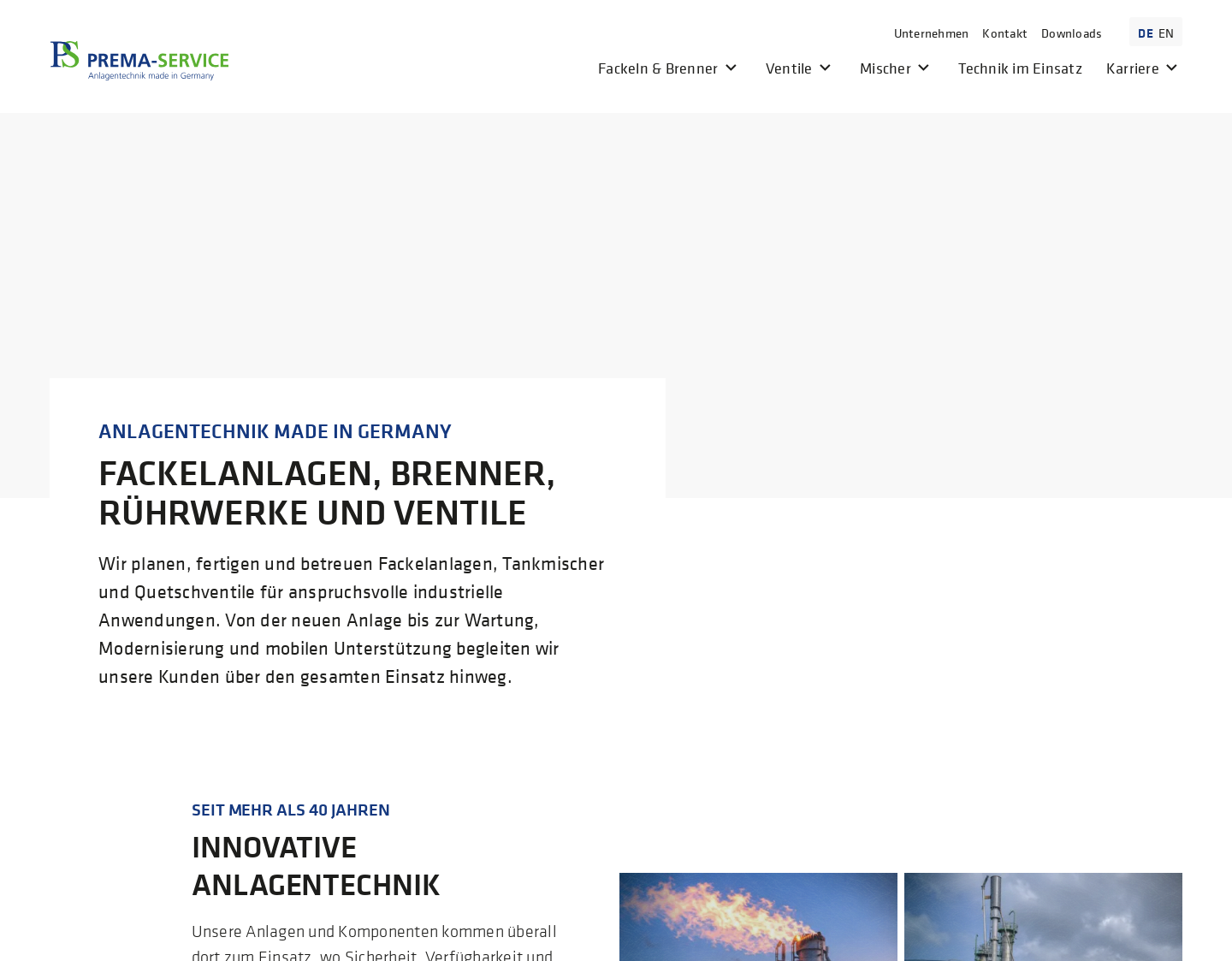 Aktuelle Website-Vorschau von Prema Service GmbH - Industriemontage