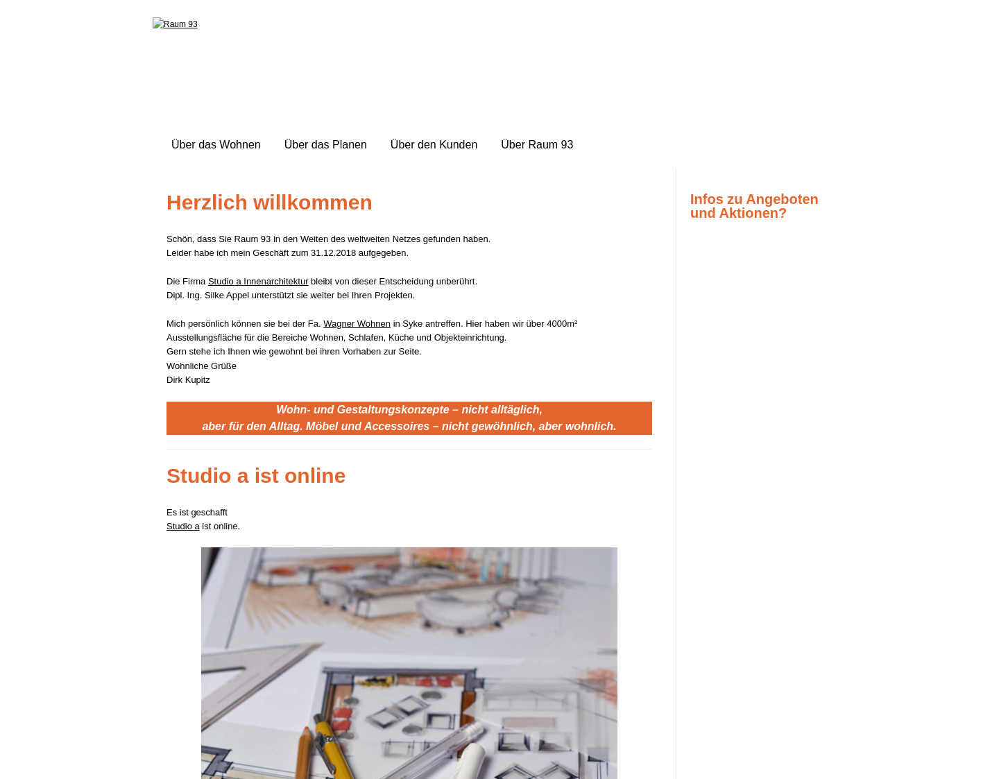 Aktuelle Website-Vorschau von Raum93