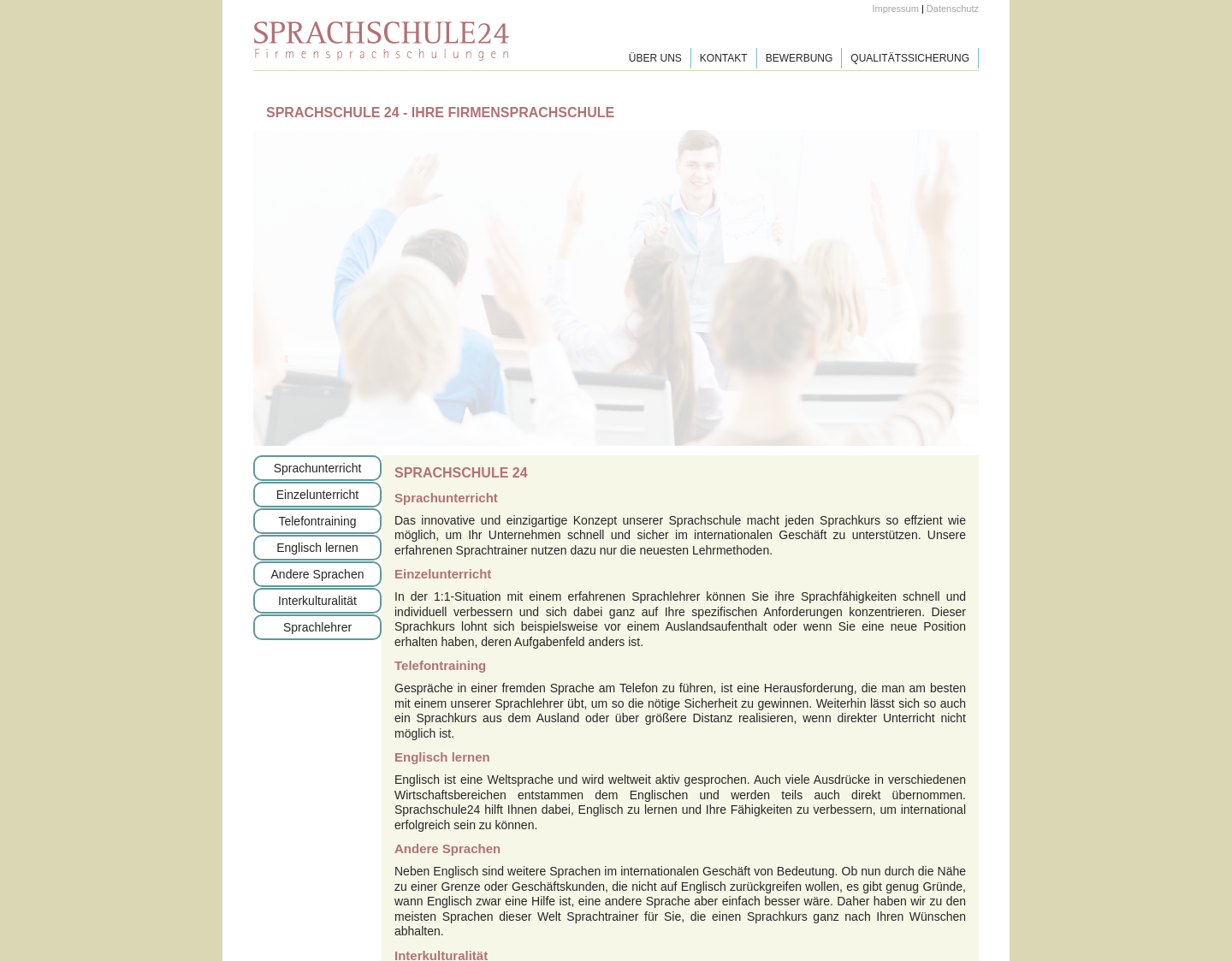 Aktuelle Website-Vorschau von Sprachschule 24 - Firmensprachkurse