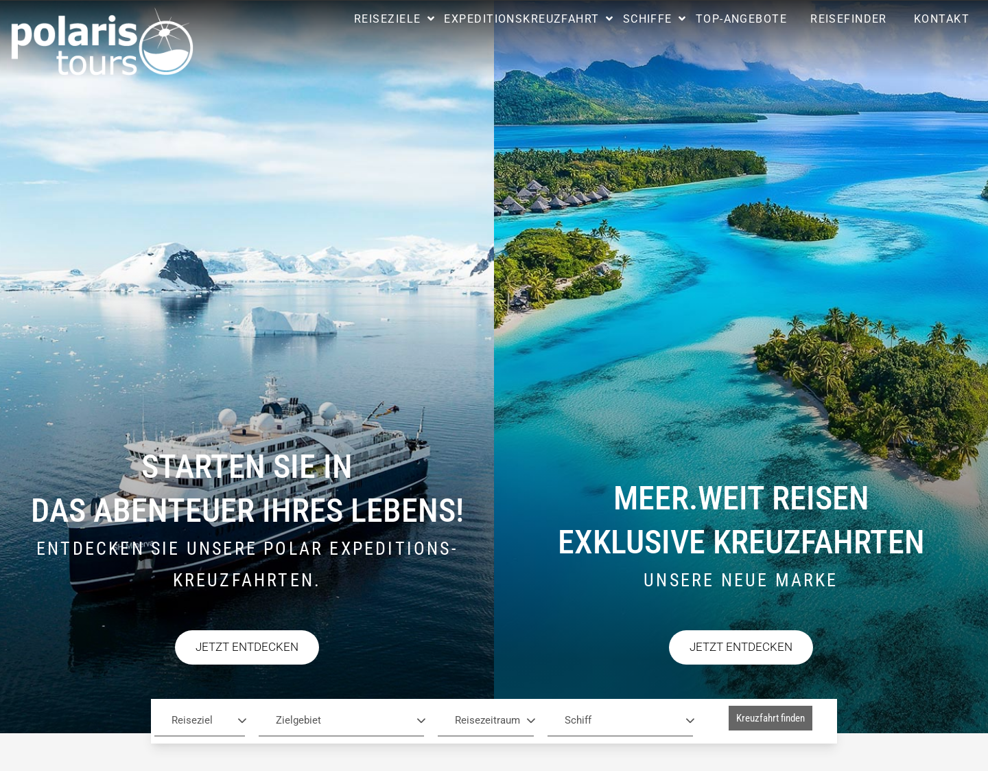 Aktuelle Website-Vorschau von Arktisreisen - Polaris Tours