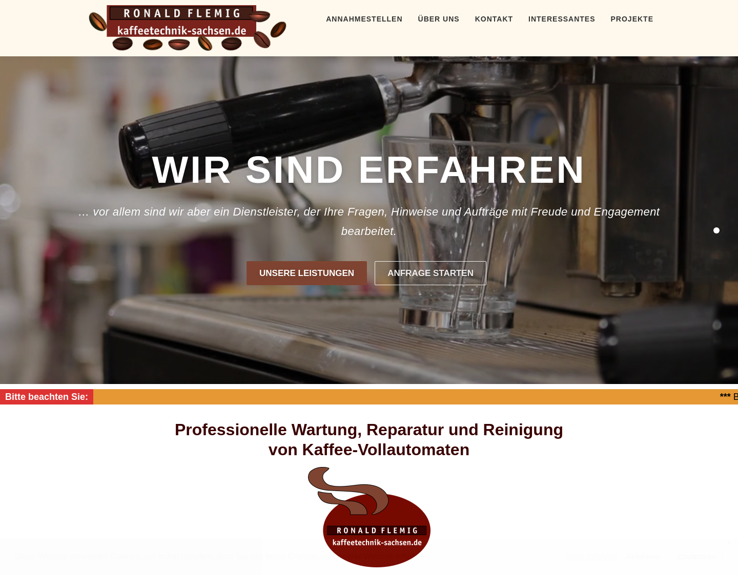 Aktuelle Website-Vorschau von Kaffeetechnik Sachsen
