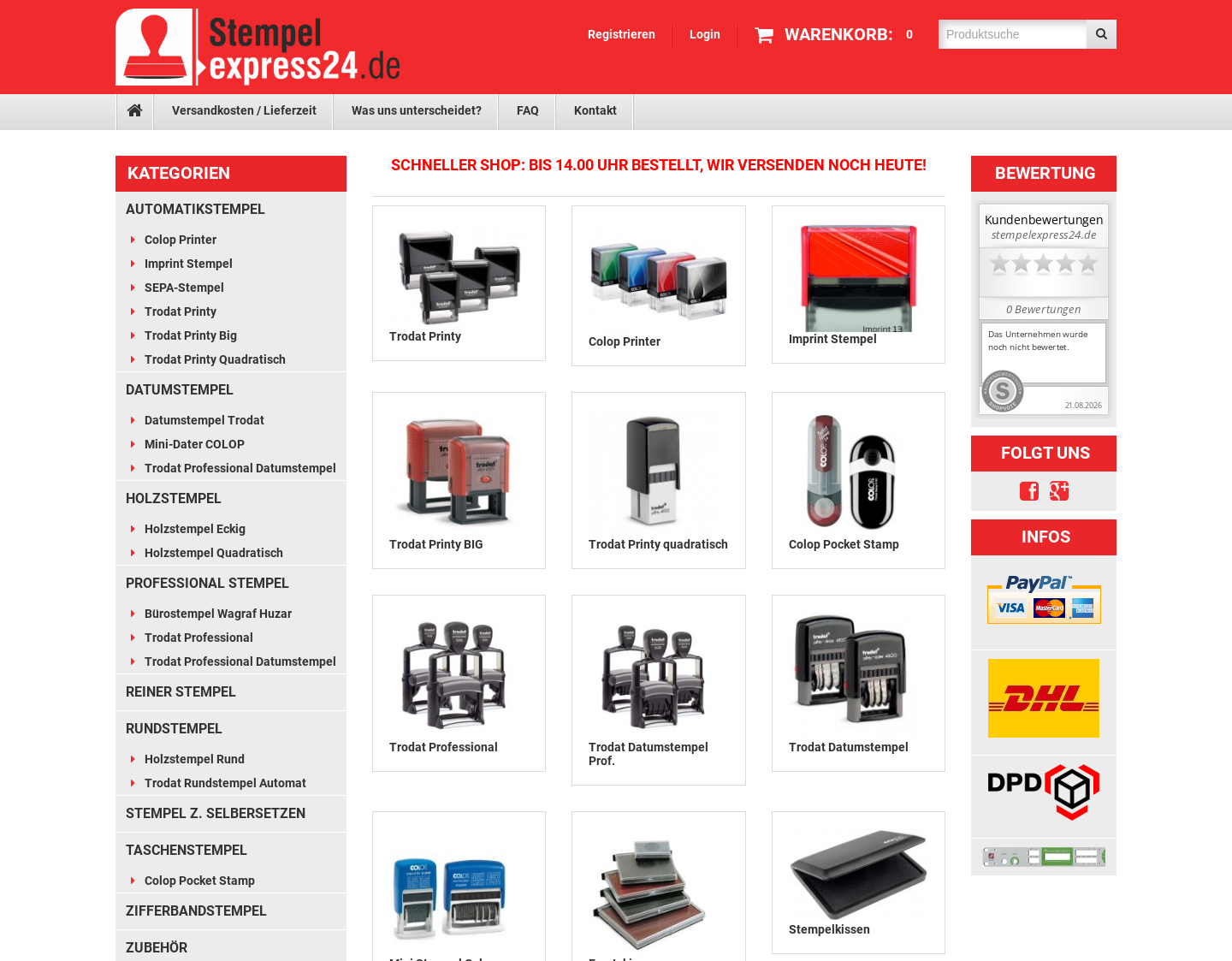 Aktuelle Website-Vorschau von Stempel kaufen
