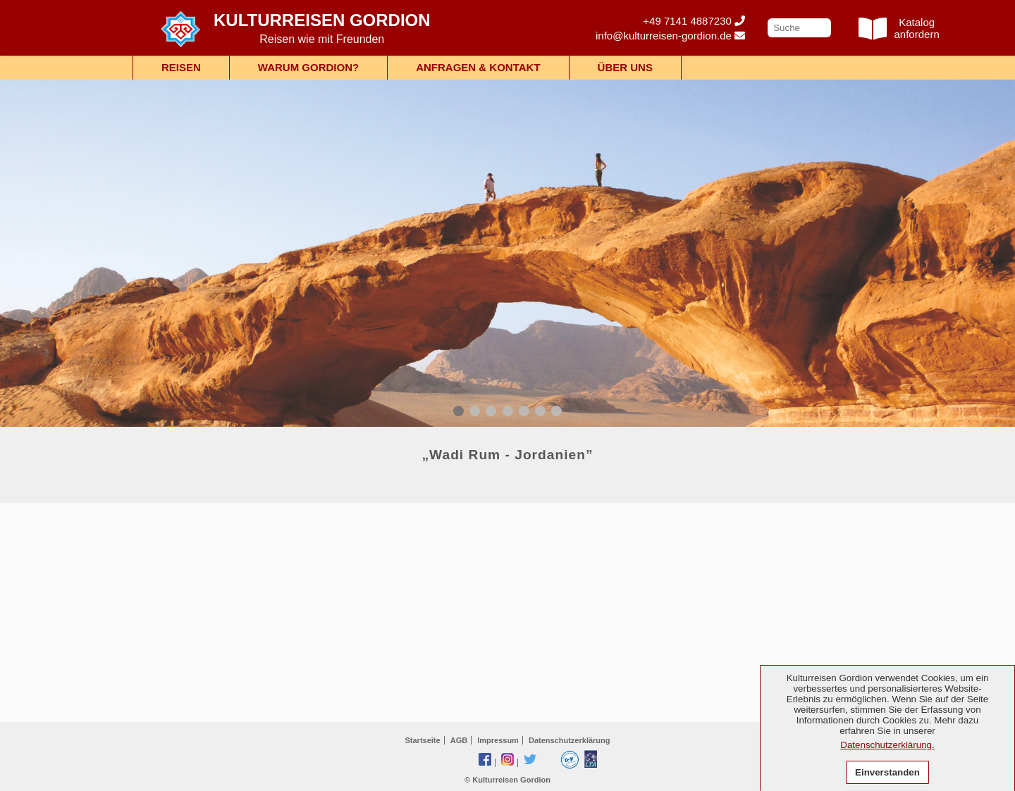 Aktuelle Website-Vorschau von Kulturreisen - Gordion