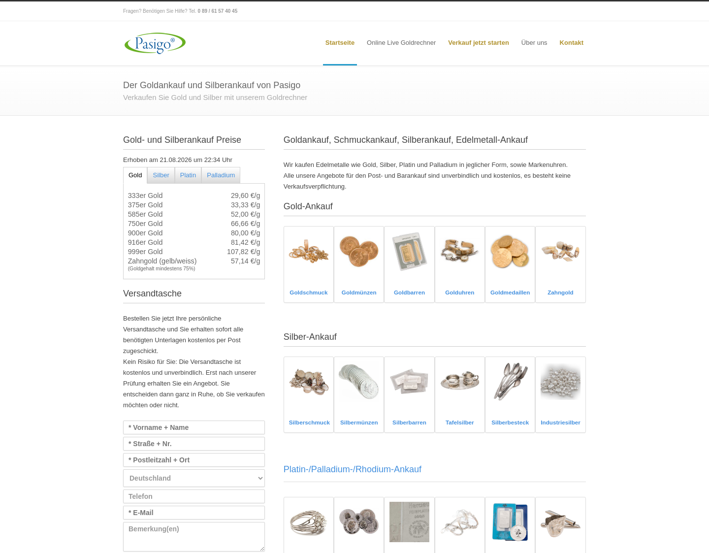 Aktuelle Website-Vorschau von Goldankauf - Silberankauf