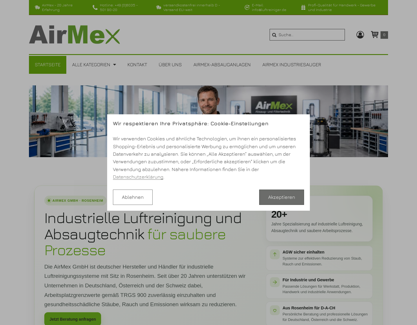Aktuelle Website-Vorschau von Luftreiniger