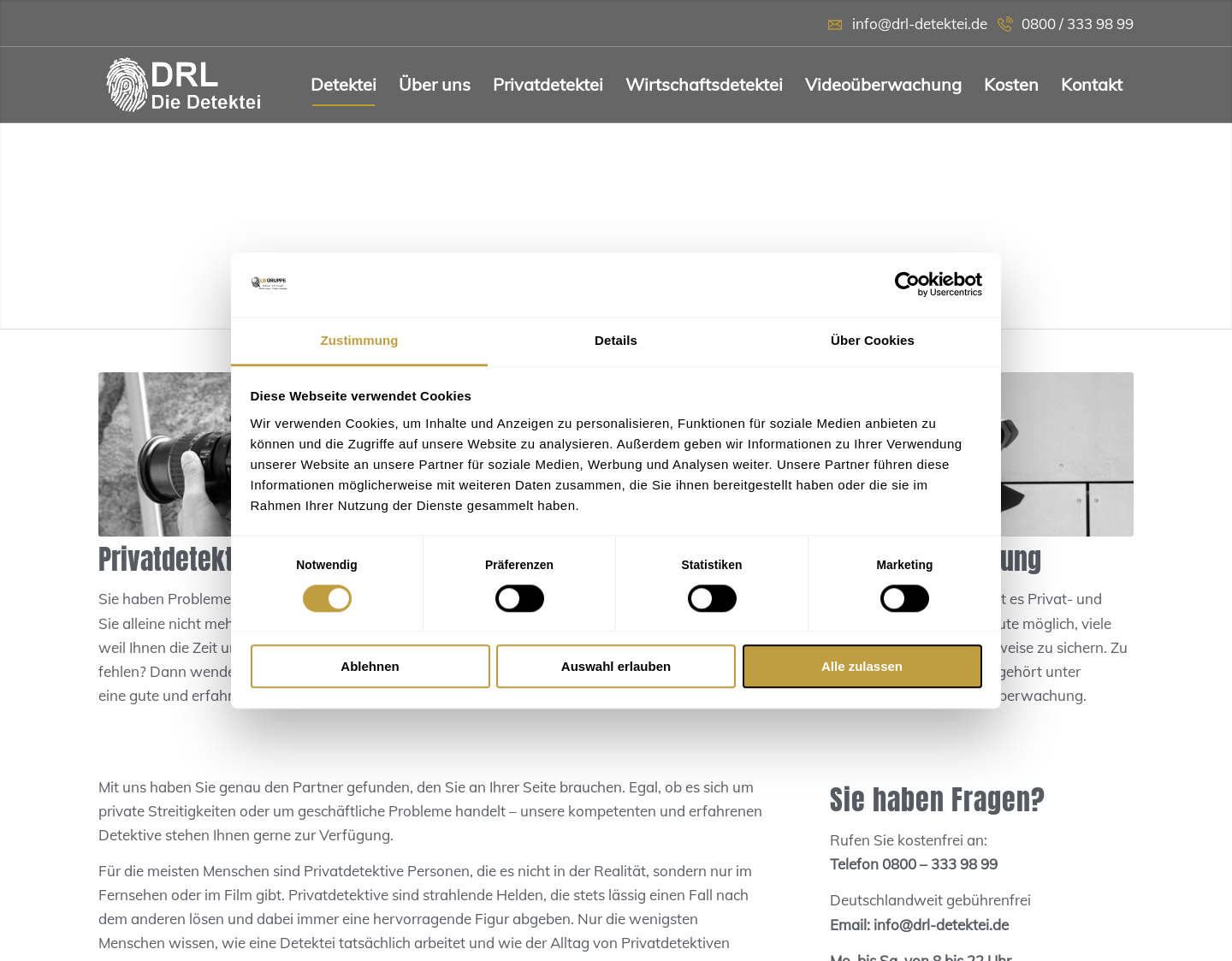 Aktuelle Website-Vorschau von Detektive helfen bei Spesenbetrug