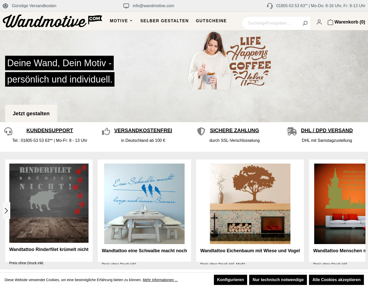 Aktuelle Website-Vorschau von Wandtattoo selbst machen