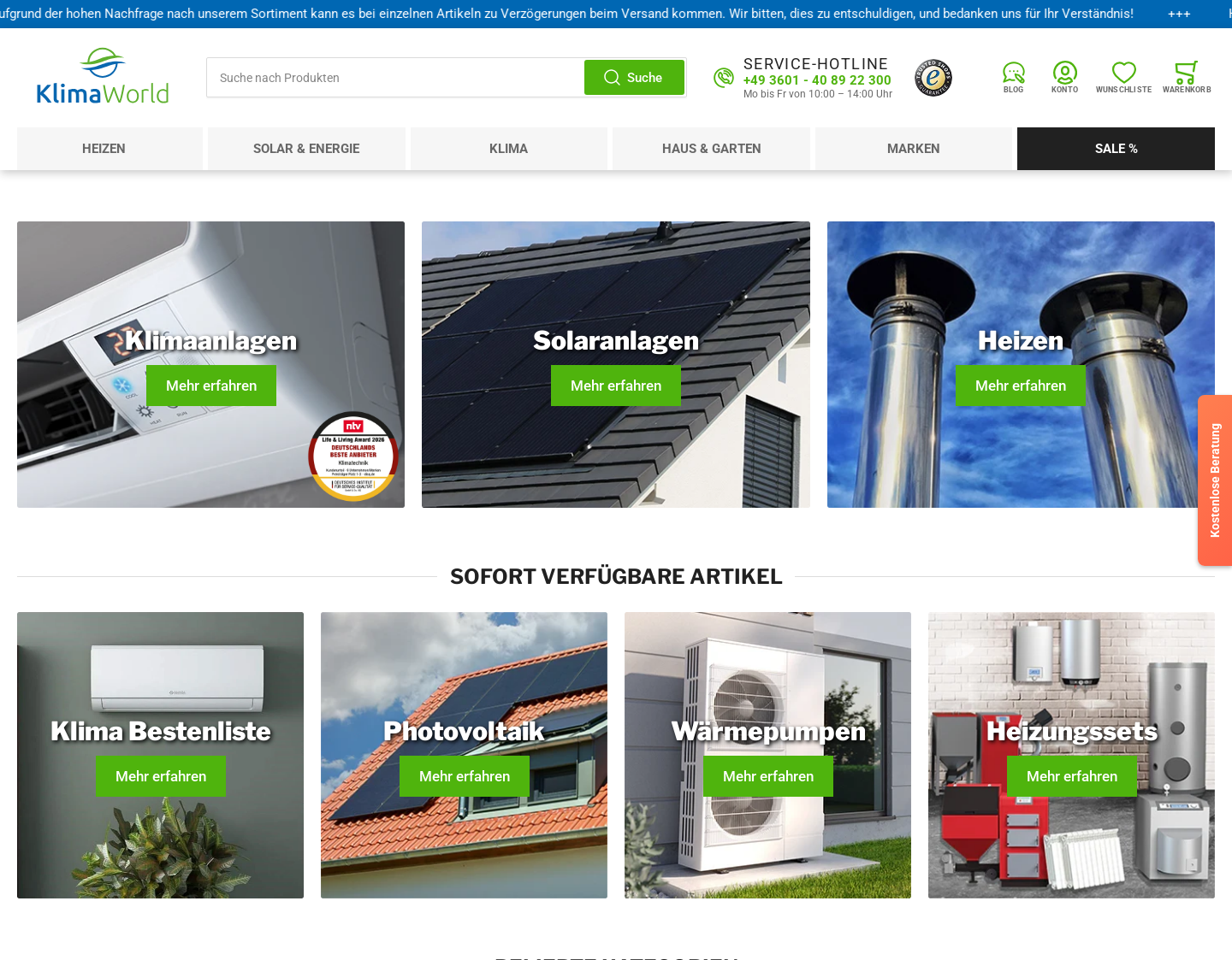 Aktuelle Website-Vorschau von Heizung - Klima - Solar
