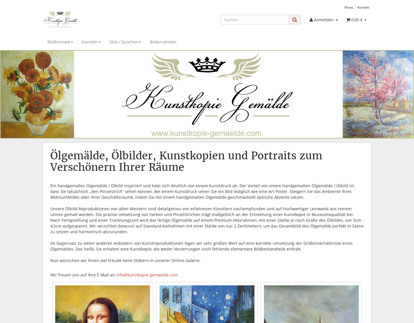 Aktuelle Website-Vorschau von Schöne Ölbilder Reproduktion kaufen
