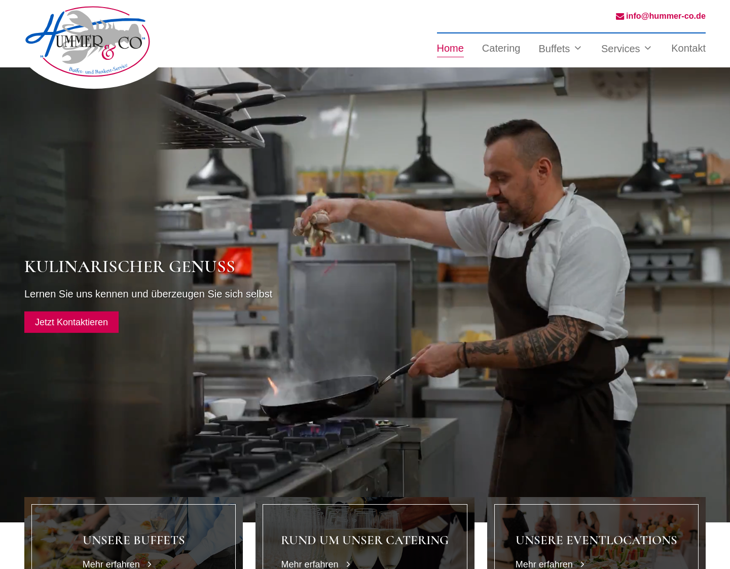 Aktuelle Website-Vorschau von Hummer & Co Premium Catering