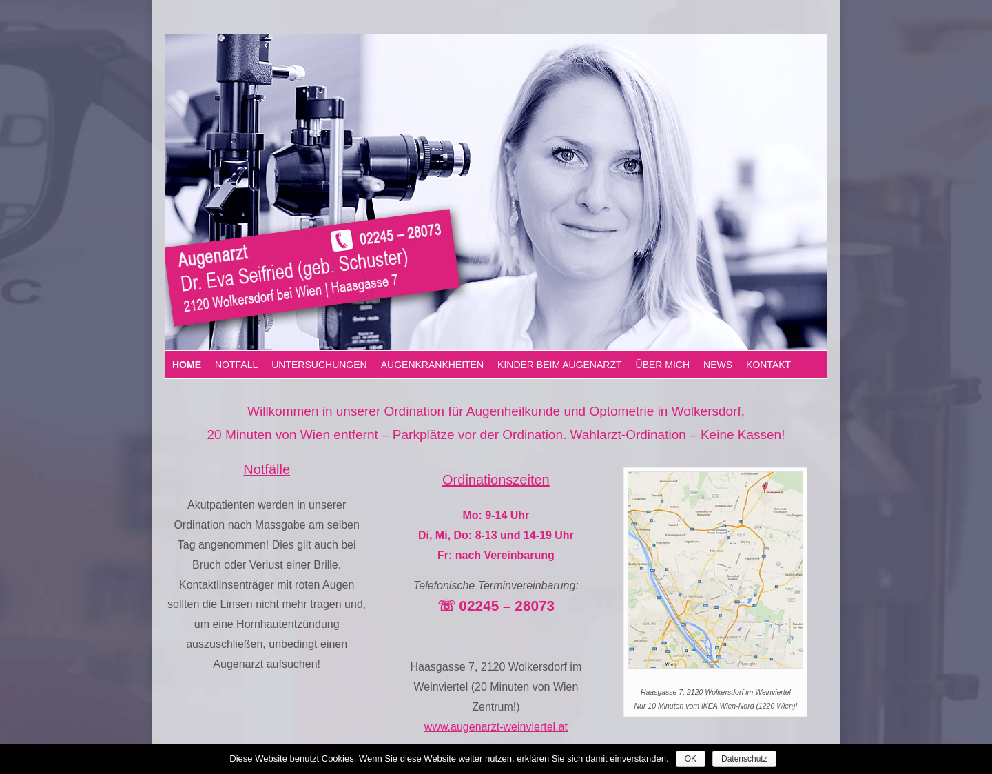 Aktuelle Website-Vorschau von Augenarzt Dr. Eva Seifried in Wien