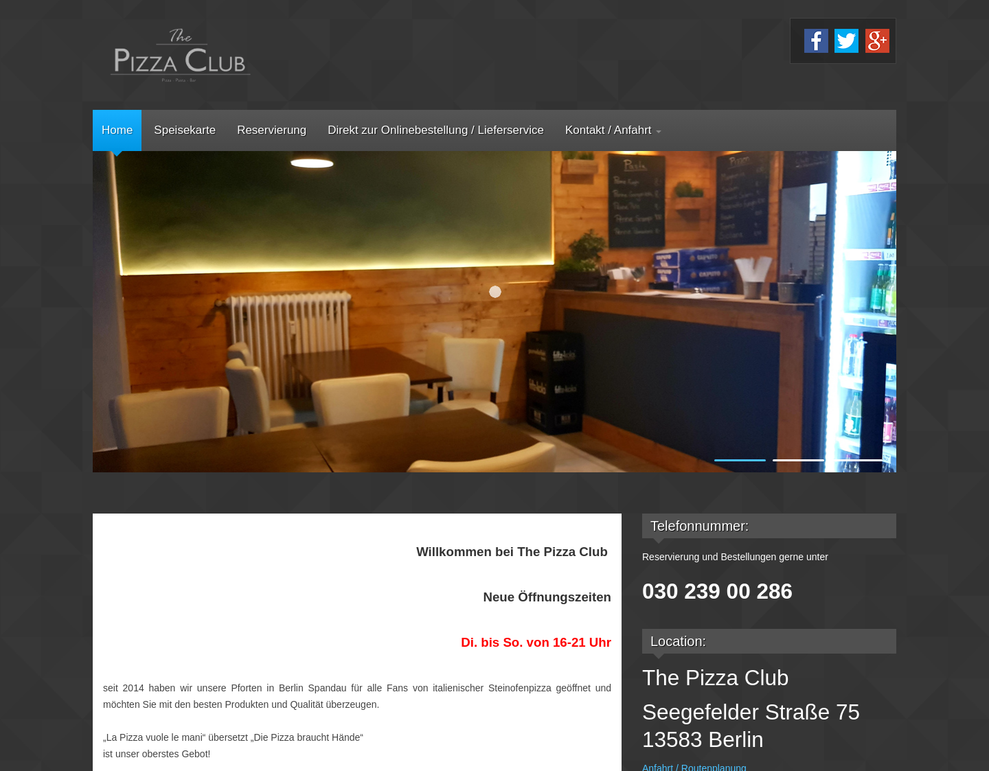 Aktuelle Website-Vorschau von The Pizza Club Berlin