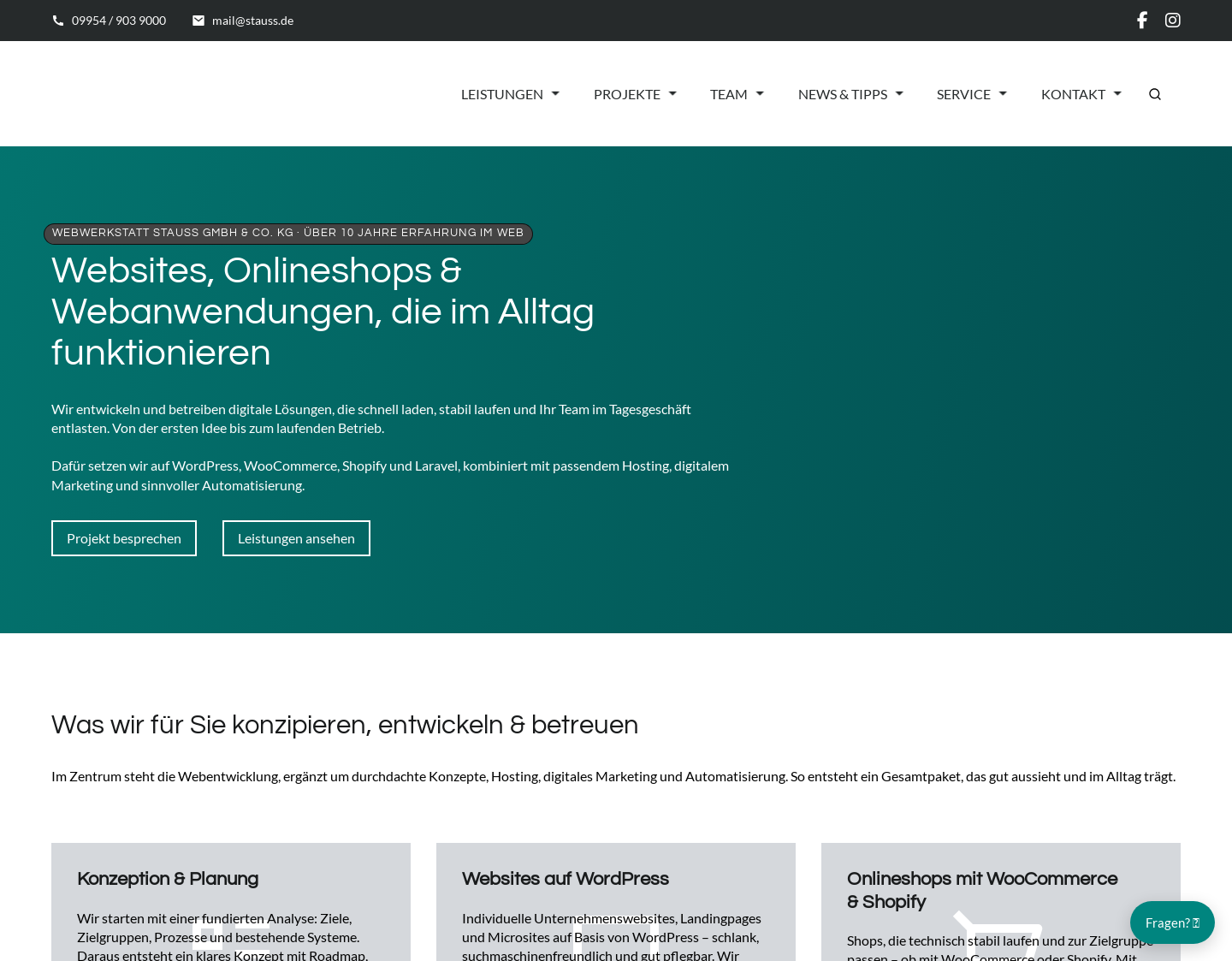 Aktuelle Website-Vorschau von Benjamin Stauß Webentwicklung