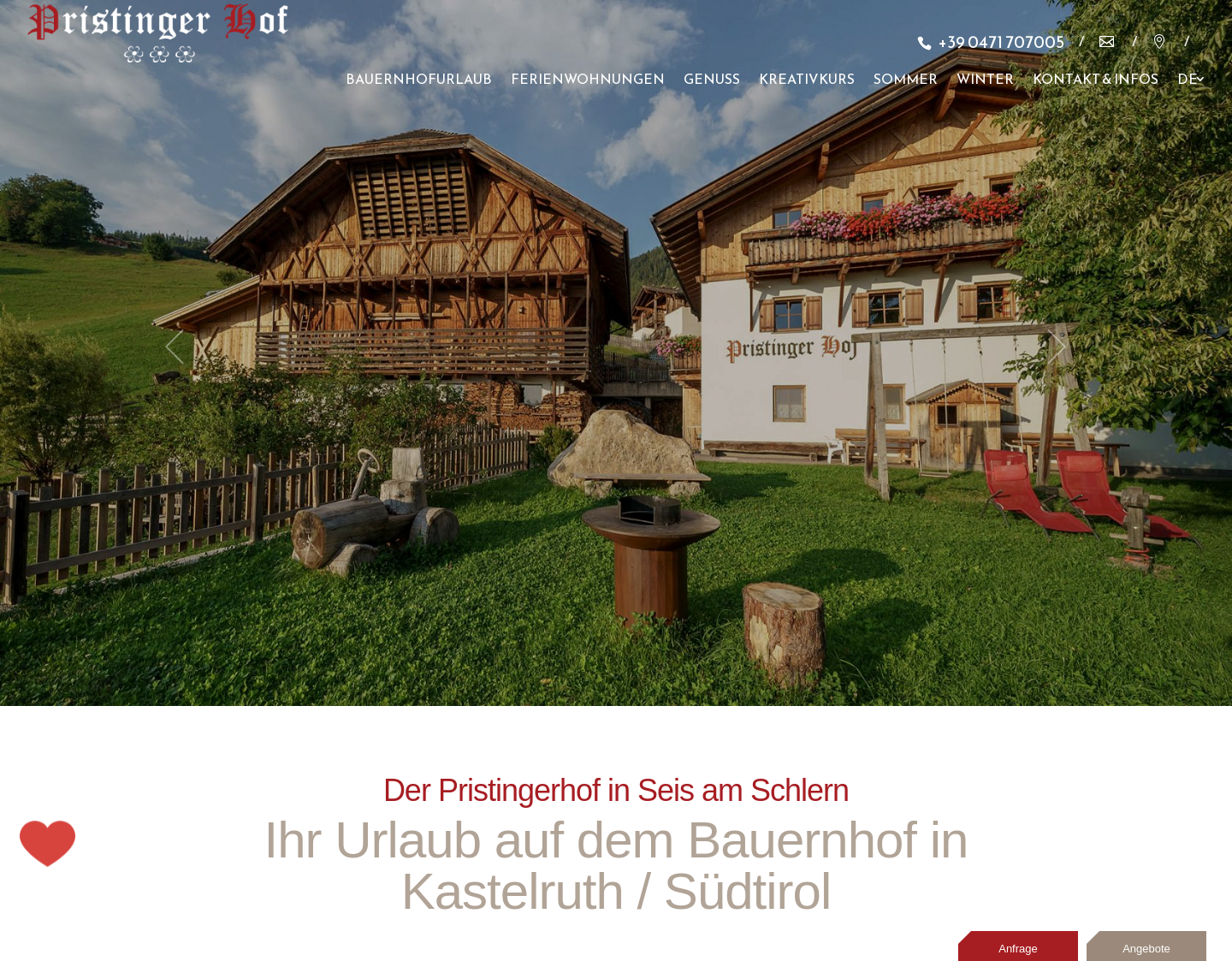 Aktuelle Website-Vorschau von Ferien am Pristingerhof