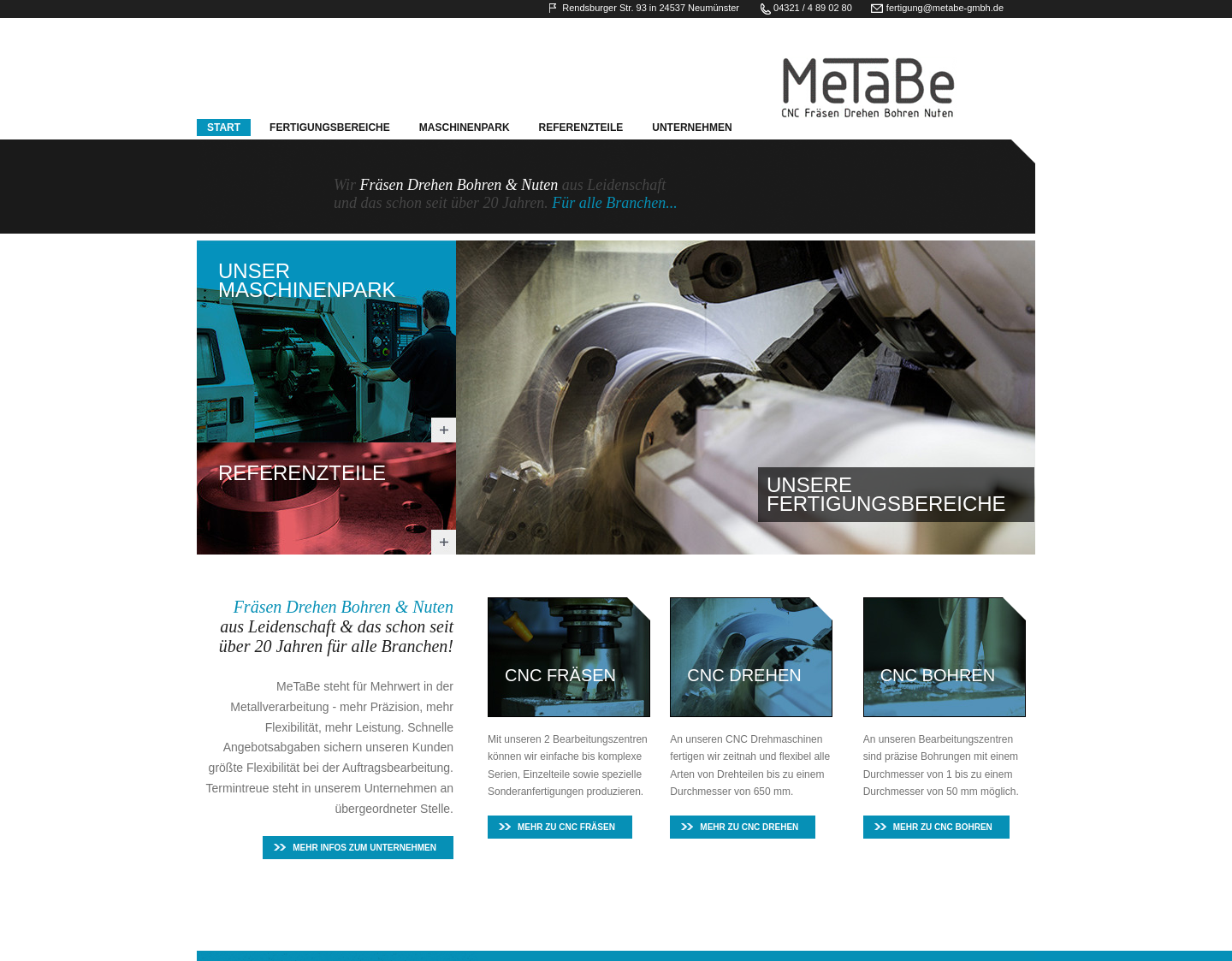 Aktuelle Website-Vorschau von Zerspanungstechnik aus dem Norden