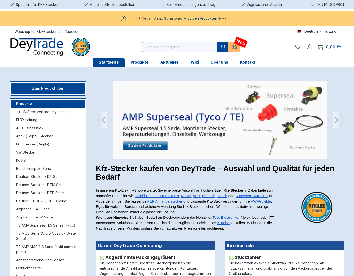 Aktuelle Website-Vorschau von Shop für Autoelektrik + KfZ-Stecker
