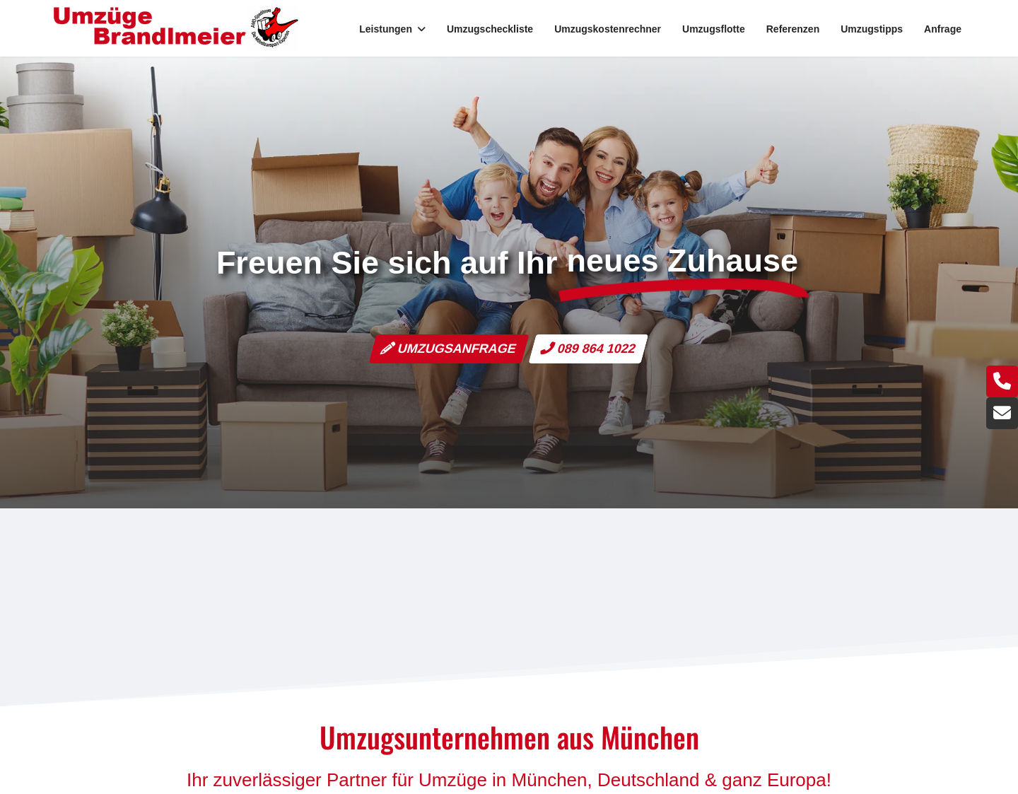 Aktuelle Website-Vorschau von Umzug München