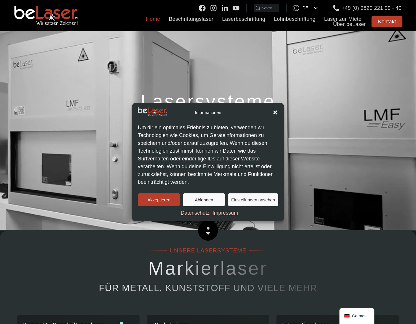 Aktuelle Website-Vorschau von Laserbeschriftung