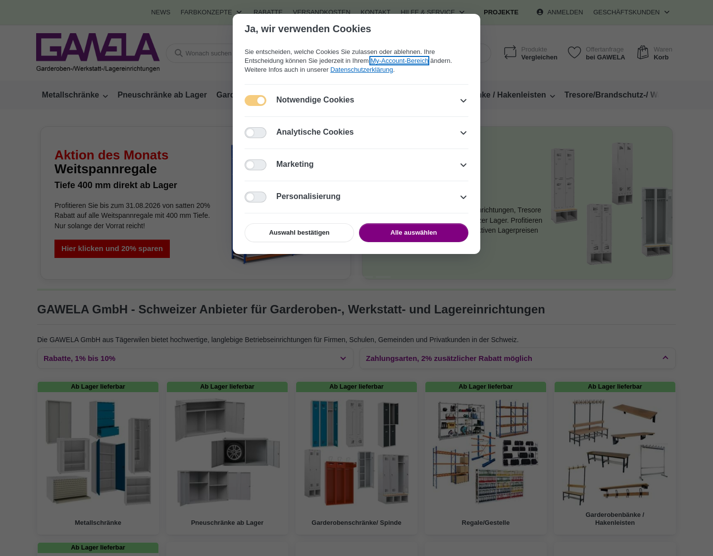 Aktuelle Website-Vorschau von Metallschrankspezialist