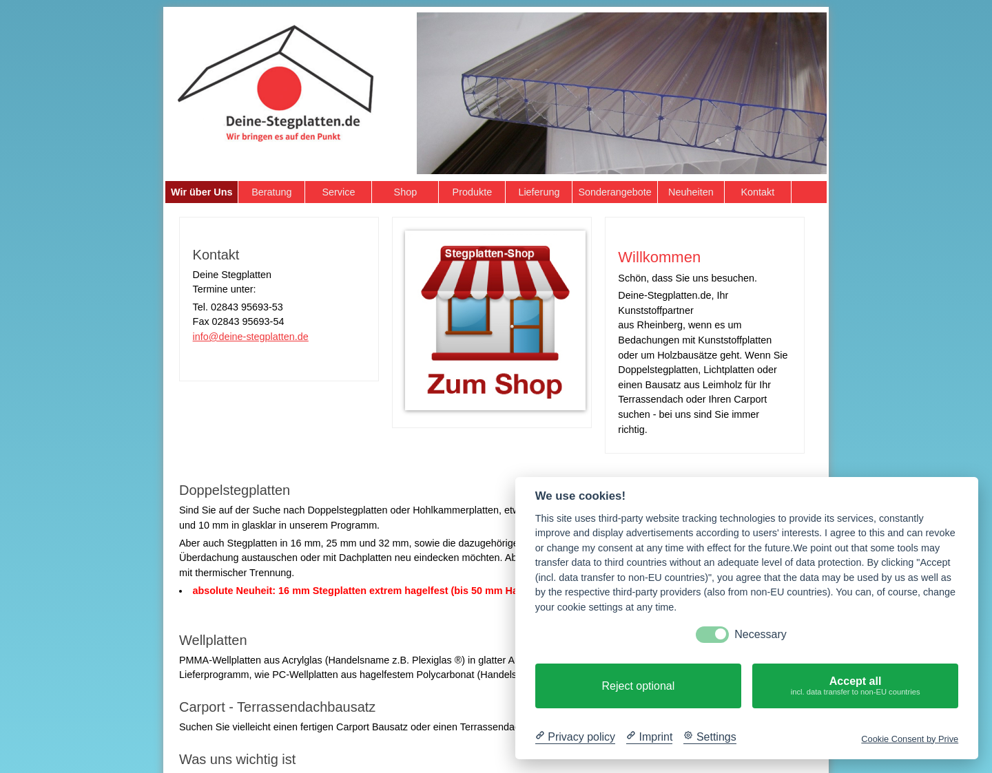 Aktuelle Website-Vorschau von Deine-Stegplatten - für Ihr Dach
