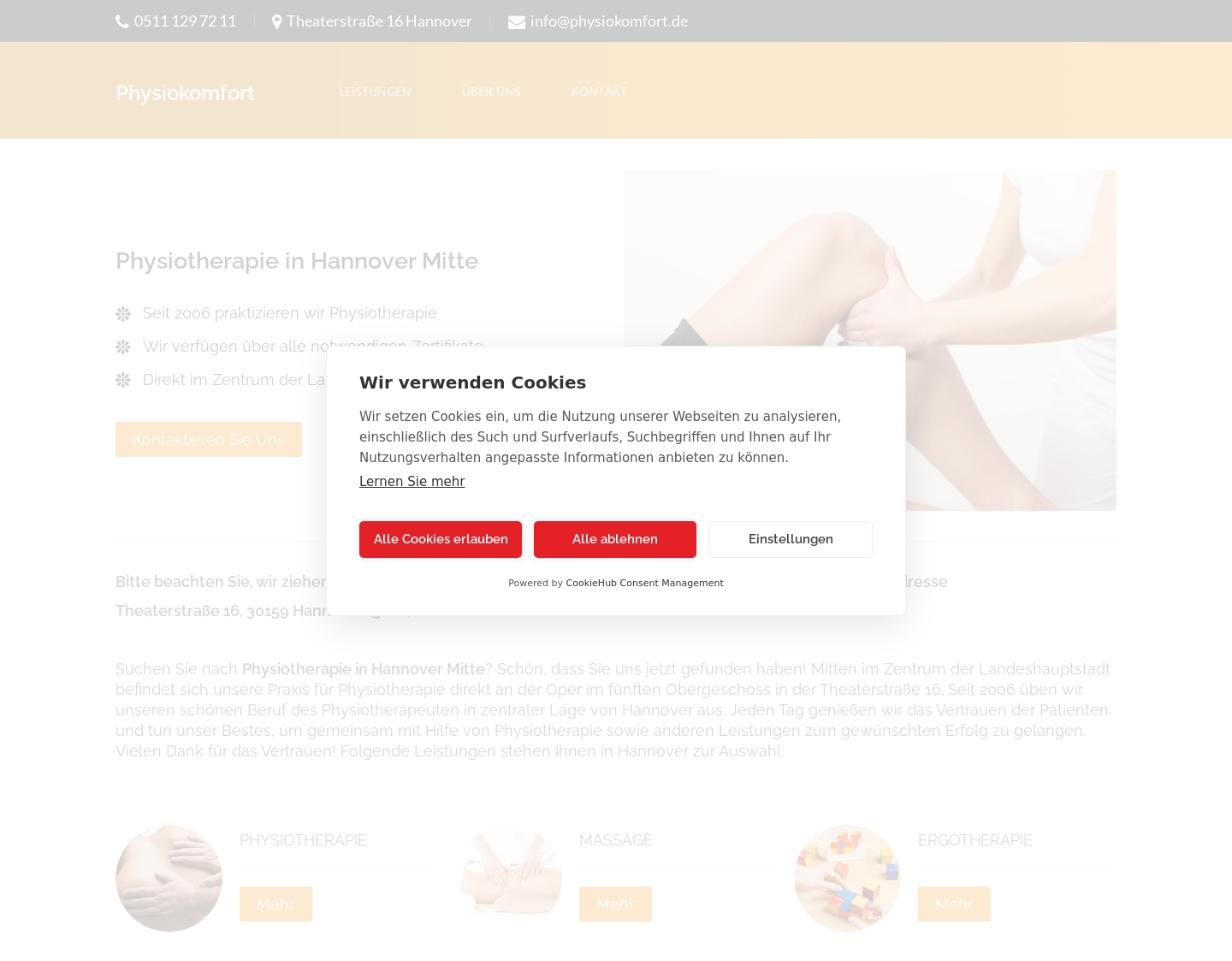 Aktuelle Website-Vorschau von Physiokomfort, Massage aus Hannover
