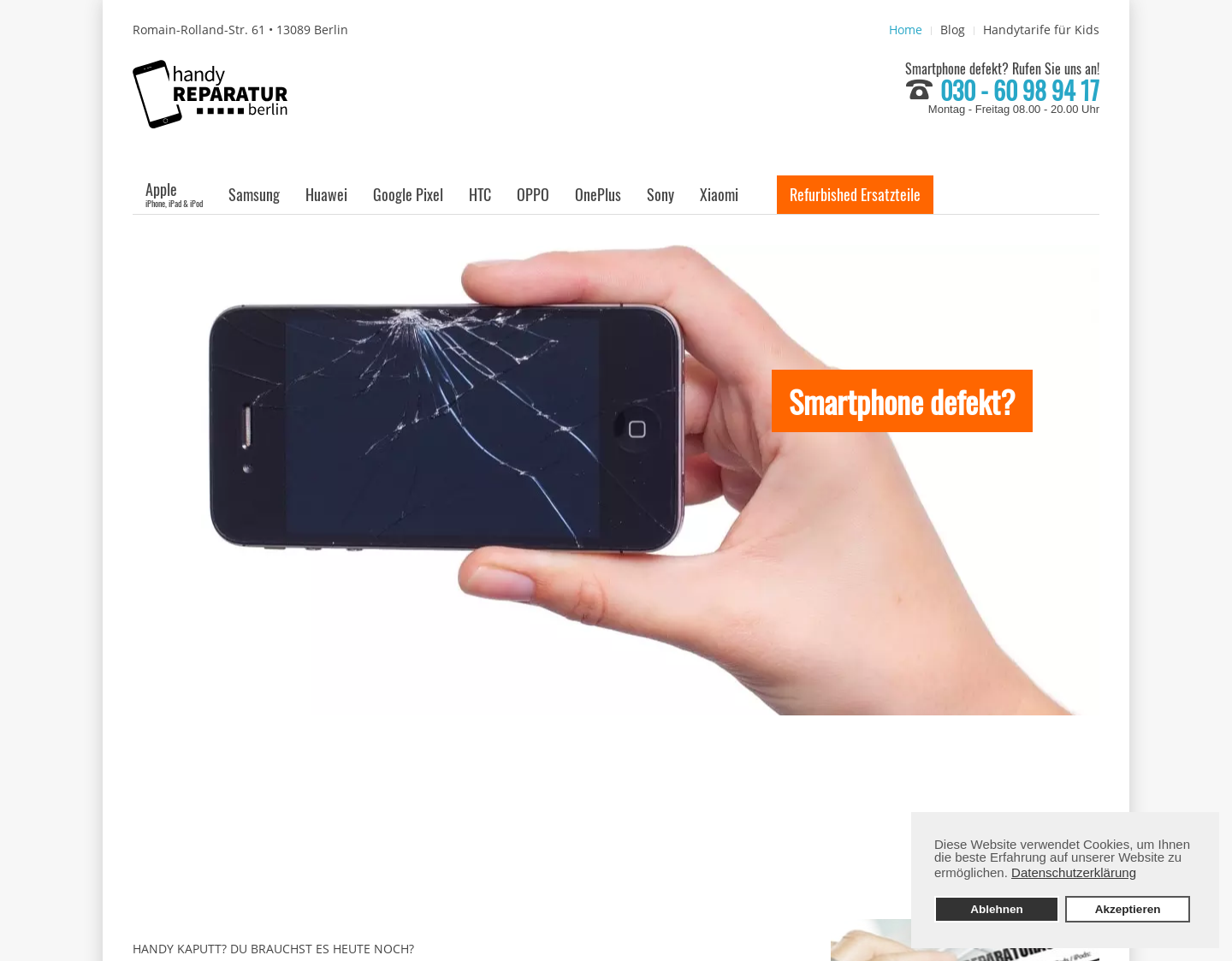 Aktuelle Website-Vorschau von Ersatzteile für Apple Geräte