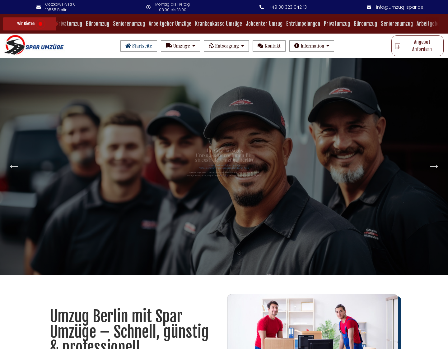 Aktuelle Website-Vorschau von SPAR Umzüge in Berlin und Europa