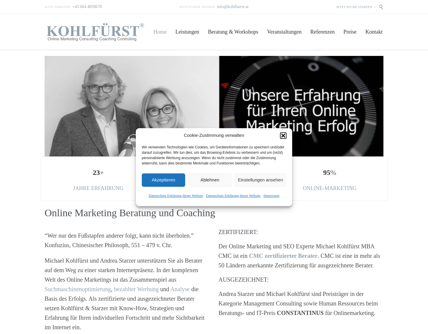 Aktuelle Website-Vorschau von KOHLFÜRST Online Marketing
