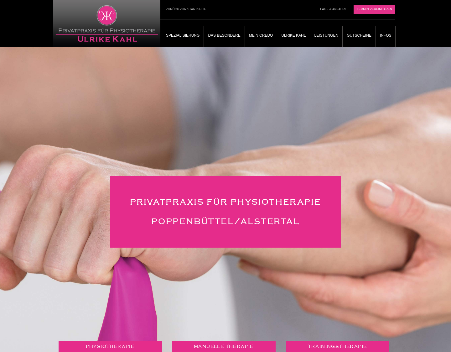 Aktuelle Website-Vorschau von Physiotherapie Ulrike Kahl Hamburg