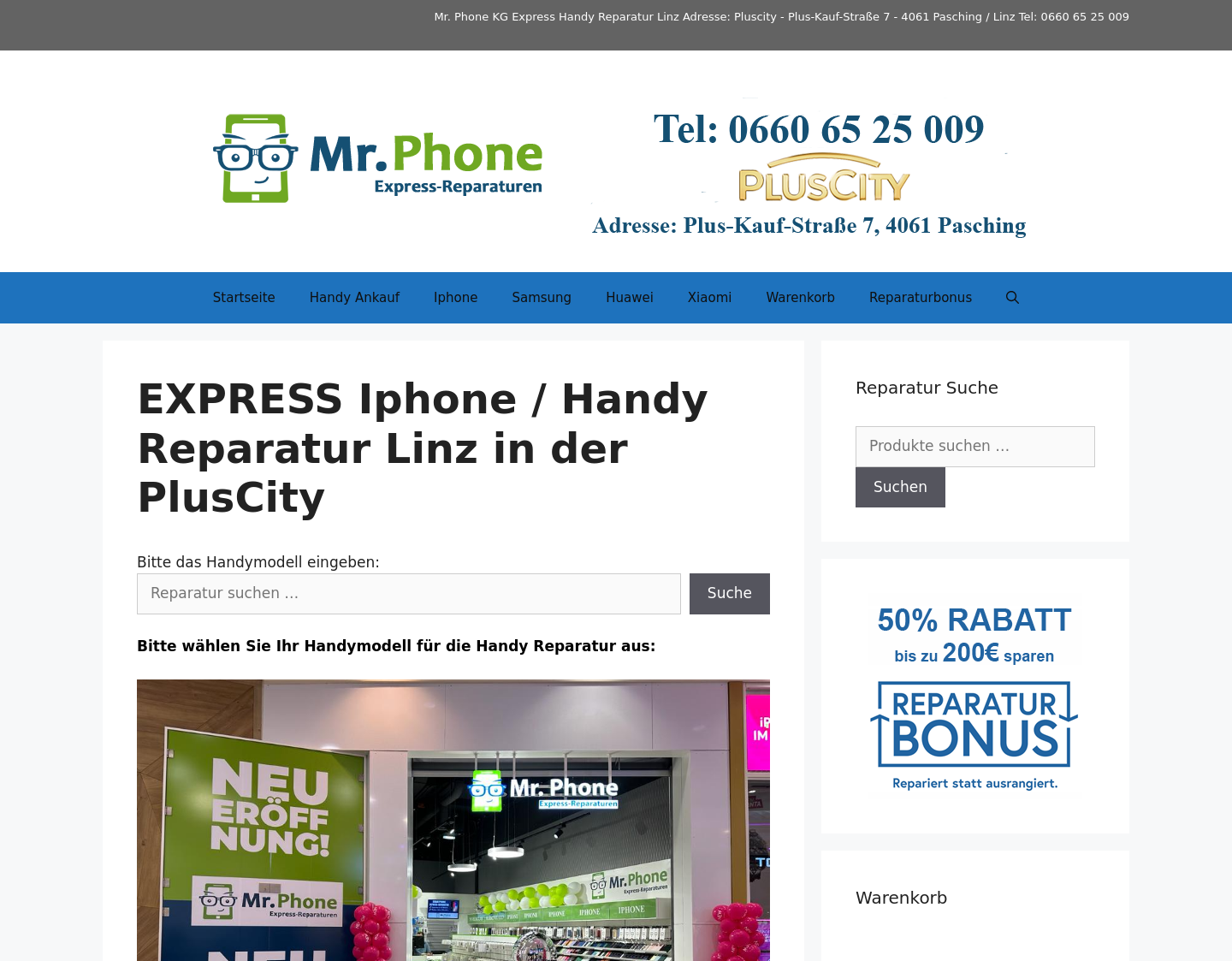 Aktuelle Website-Vorschau von Handyshop Klagenfurt