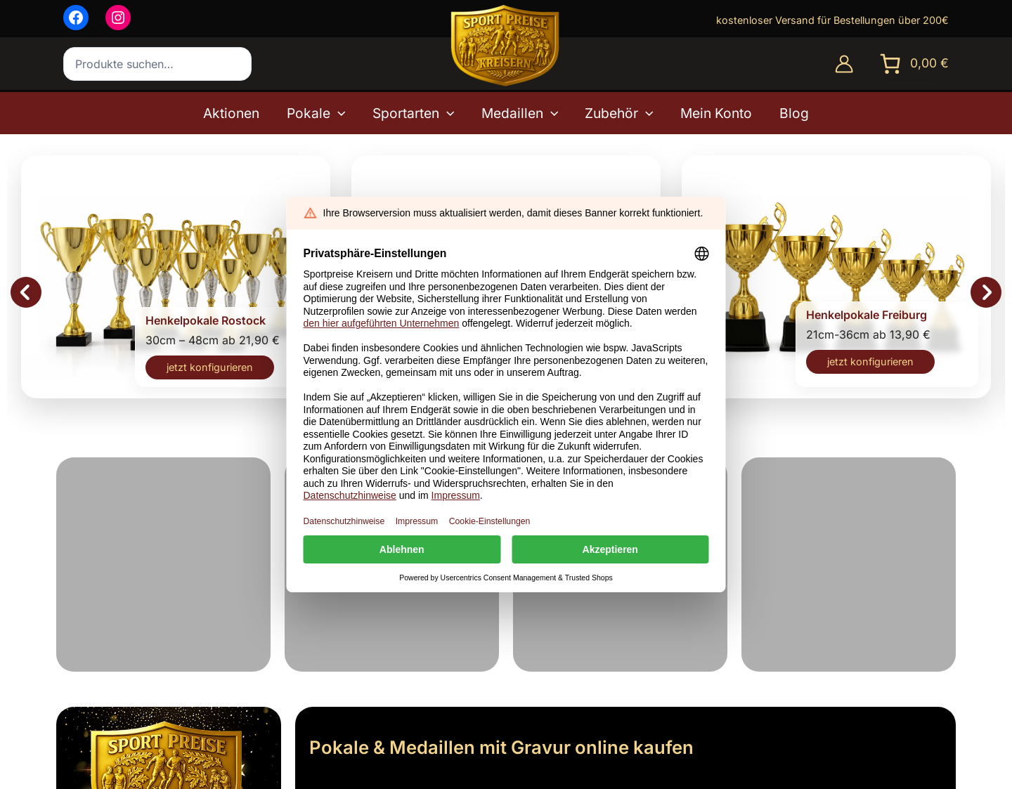 Aktuelle Website-Vorschau von Pokale Kreisern