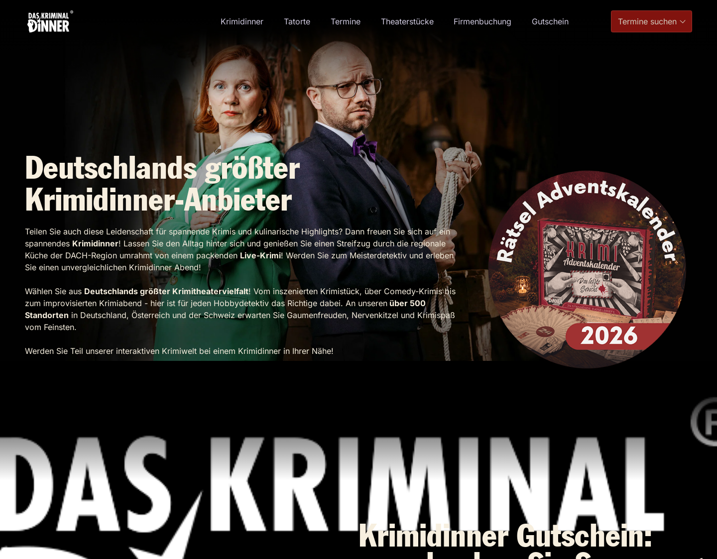 Aktuelle Website-Vorschau von Krimidinner Theater