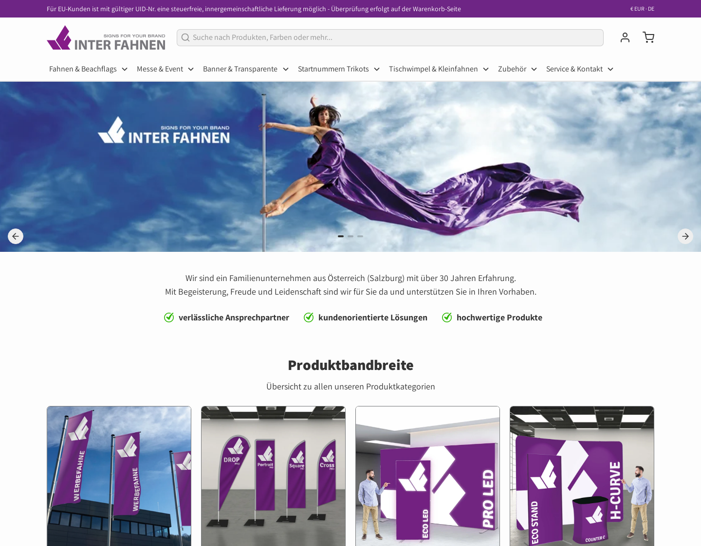Aktuelle Website-Vorschau von Inter Fahnen - Werbefahnen