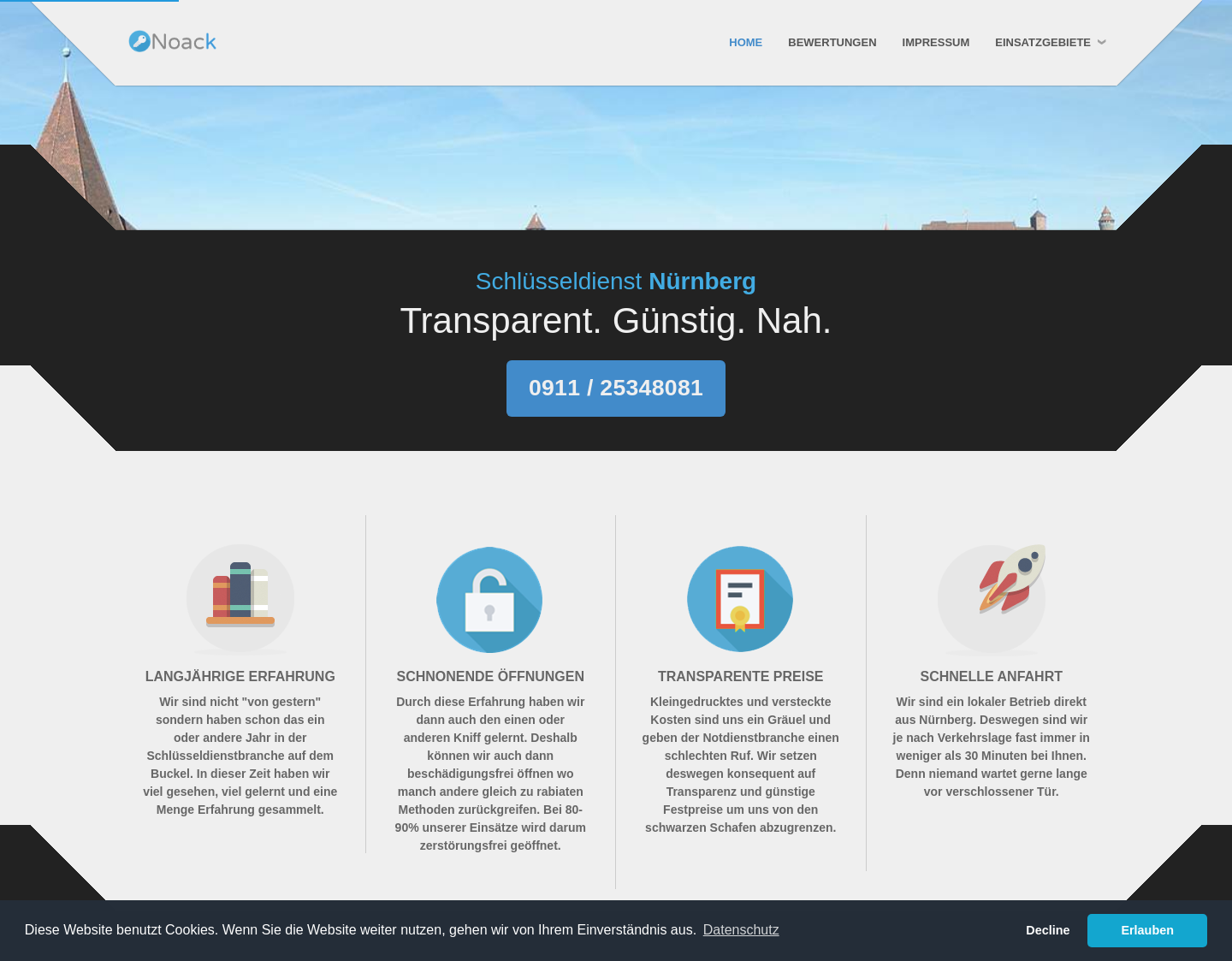 Aktuelle Website-Vorschau von Noack Schlüsseldienst in Nürnberg
