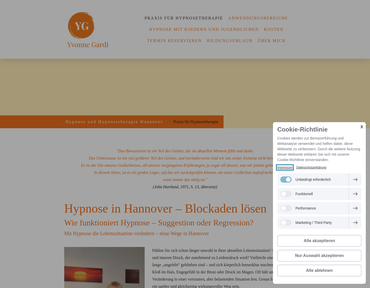 Aktuelle Website-Vorschau von Praxis für Hypnose